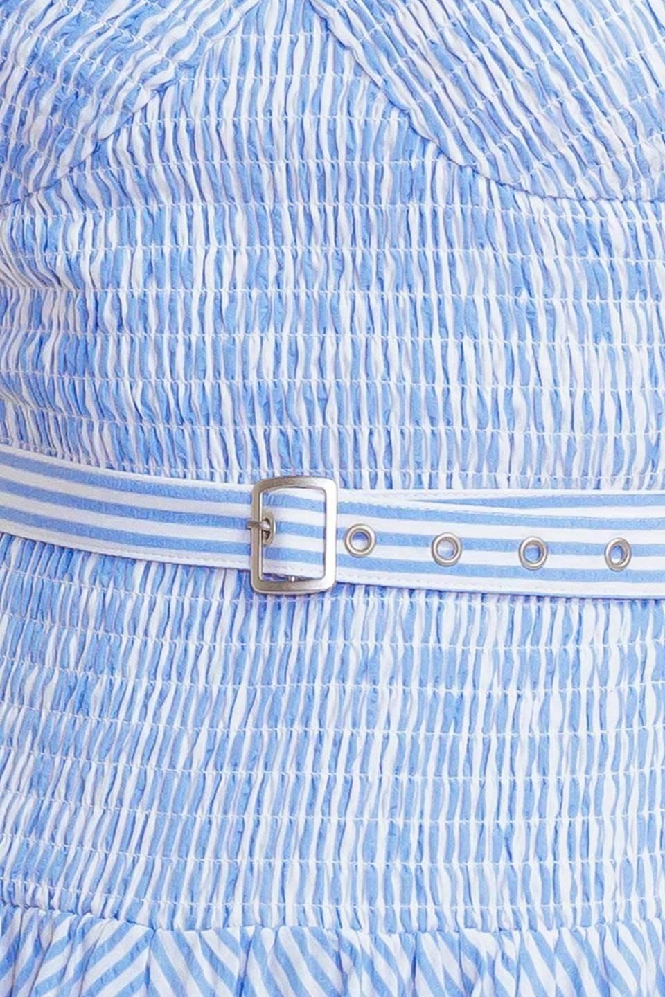 JOURNI STRIPED MIDI DRESS - BLUE & WHITE