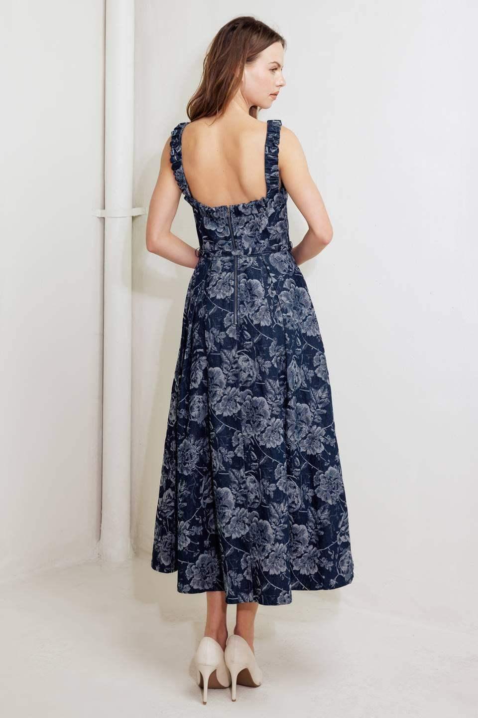 ROSE DENIM MIDI DRESS