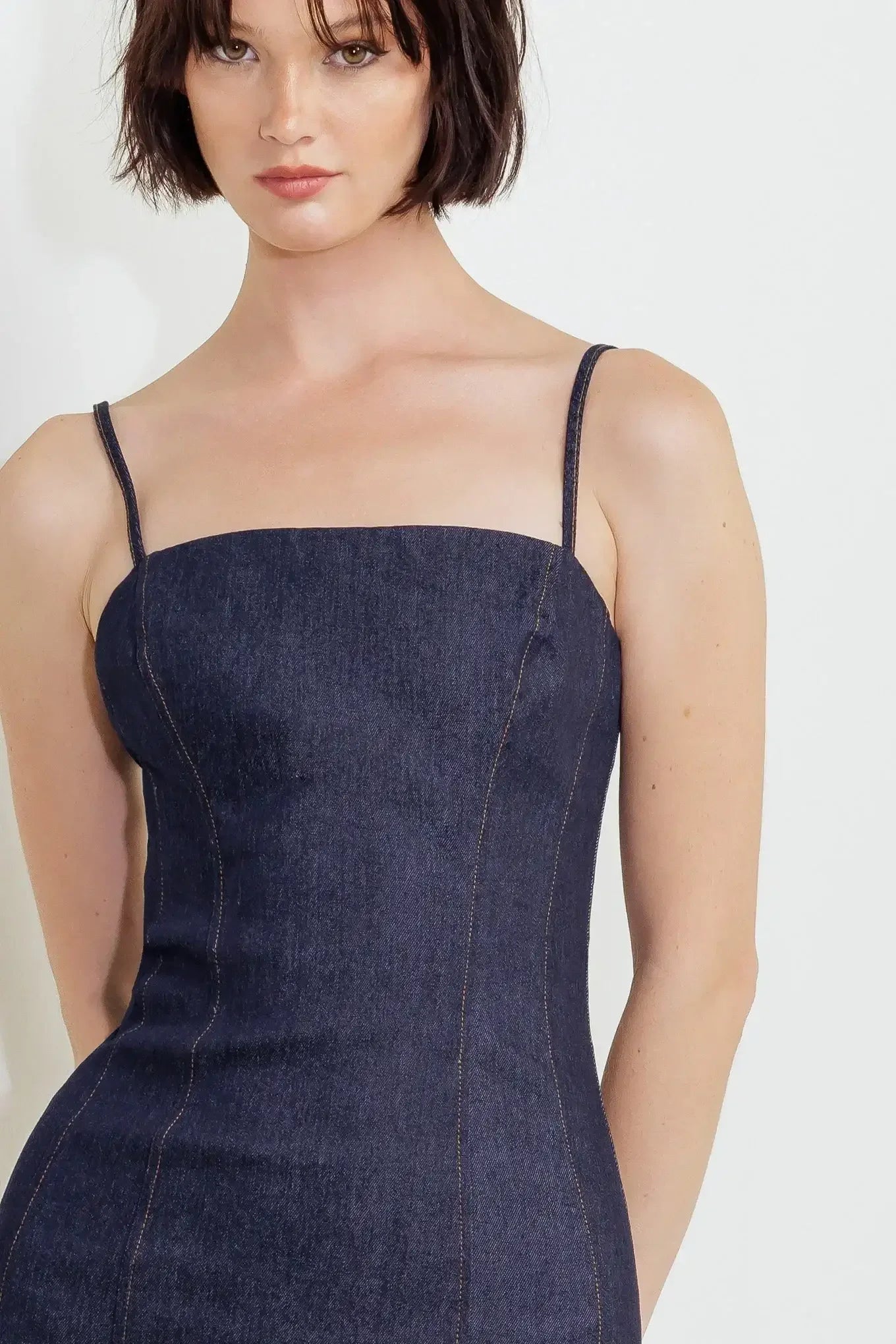 CAROLLA DARK DENIM MIDI DRESS