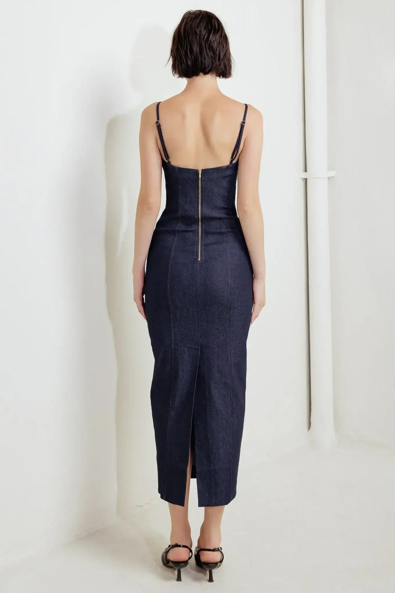 CAROLLA DARK DENIM MIDI DRESS