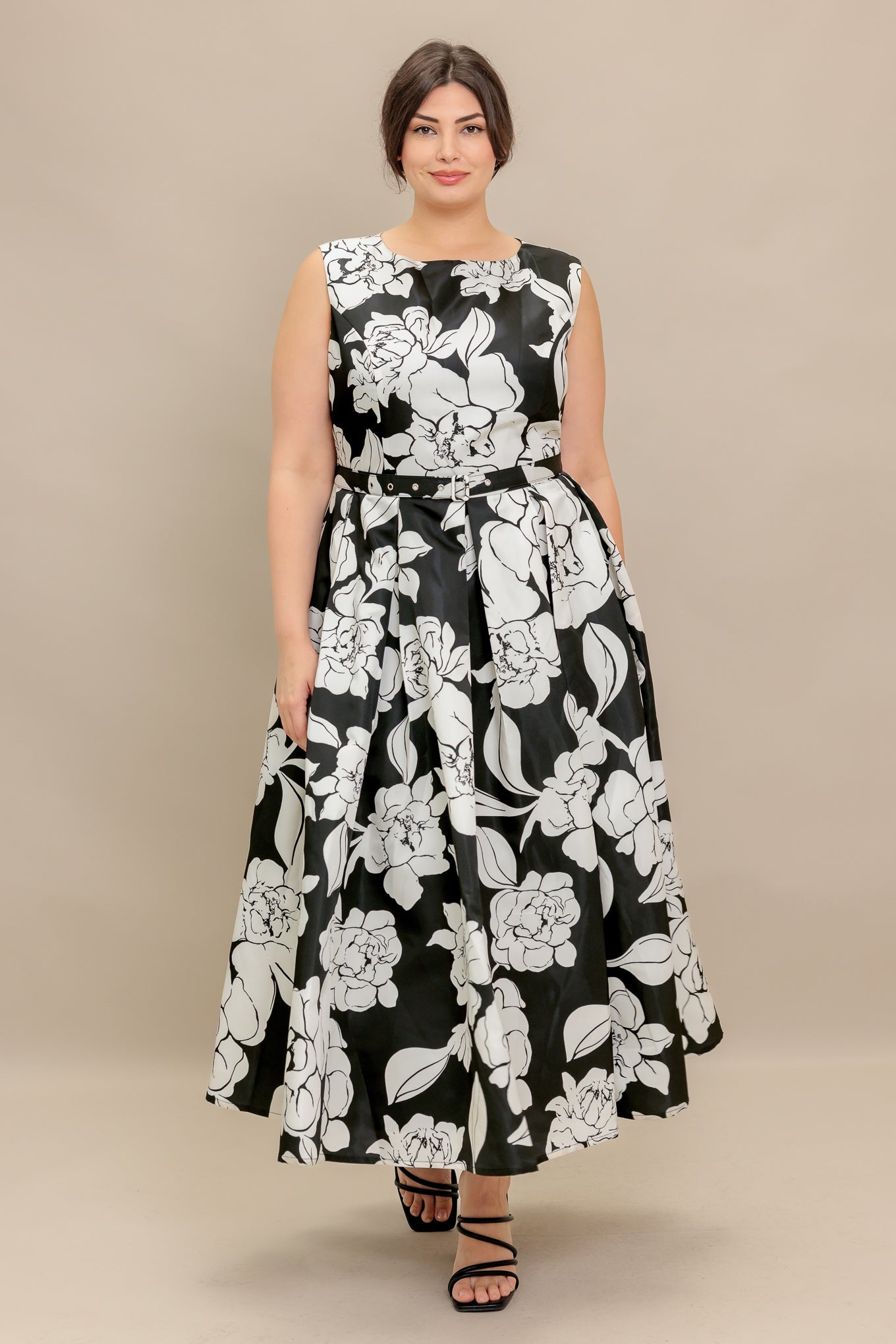 SILENT HEART BLACK FLORAL MIDI DRESS