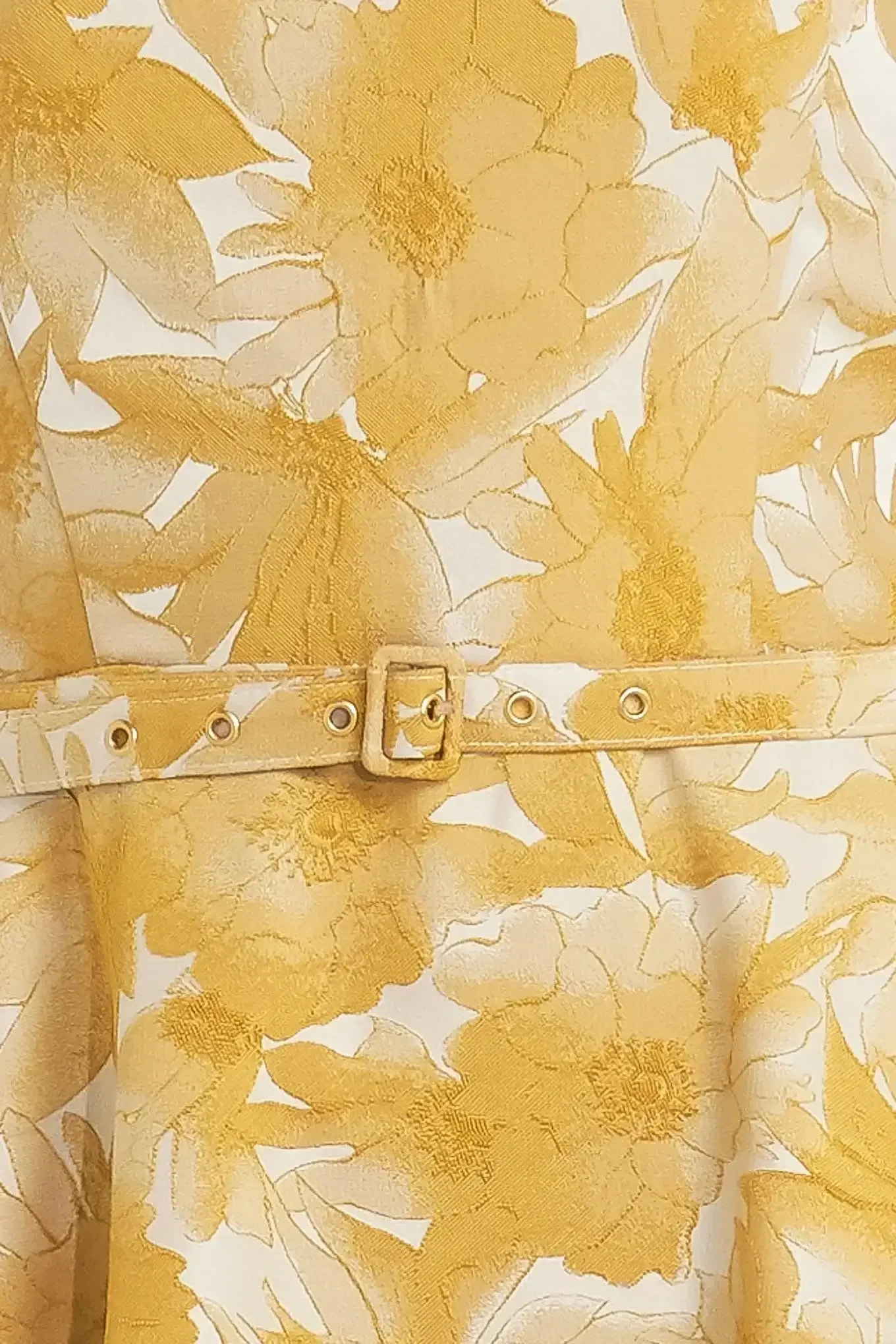 MARIS FLORAL JACQUARD MUSTARD MIDI DRESS