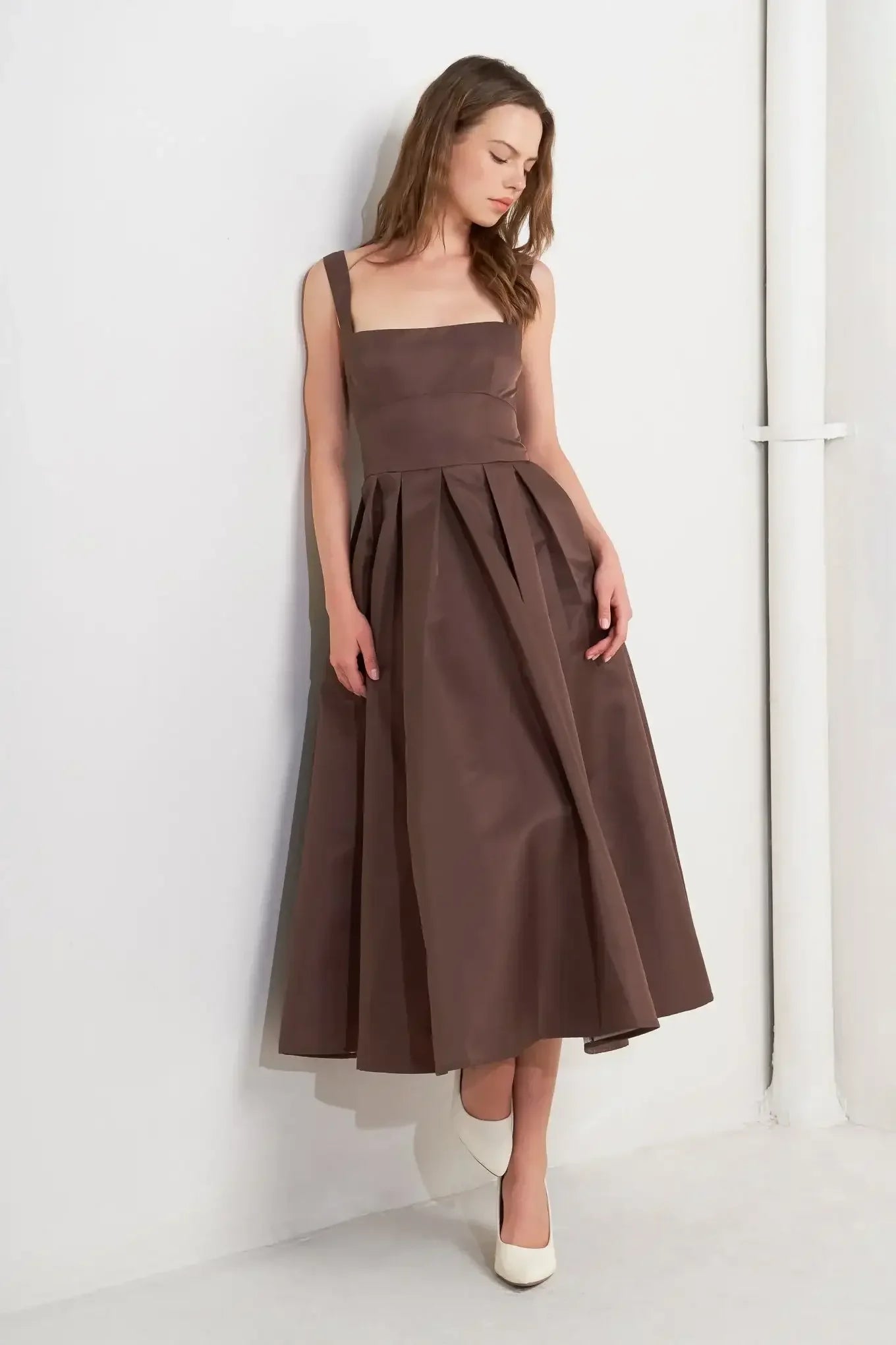 CHOCOLATE SYMPHONY COCOA BROWN MIDI DRESS