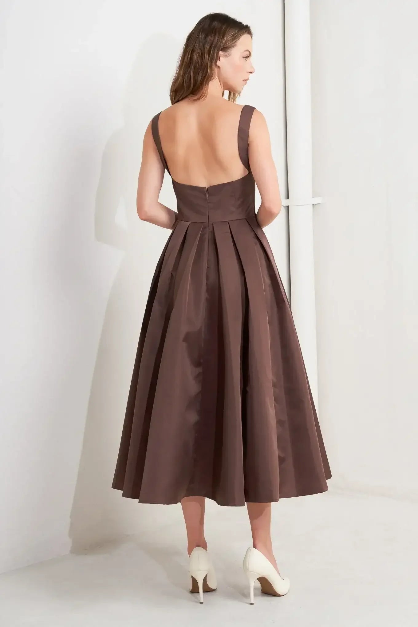 CHOCOLATE SYMPHONY COCOA BROWN MIDI DRESS