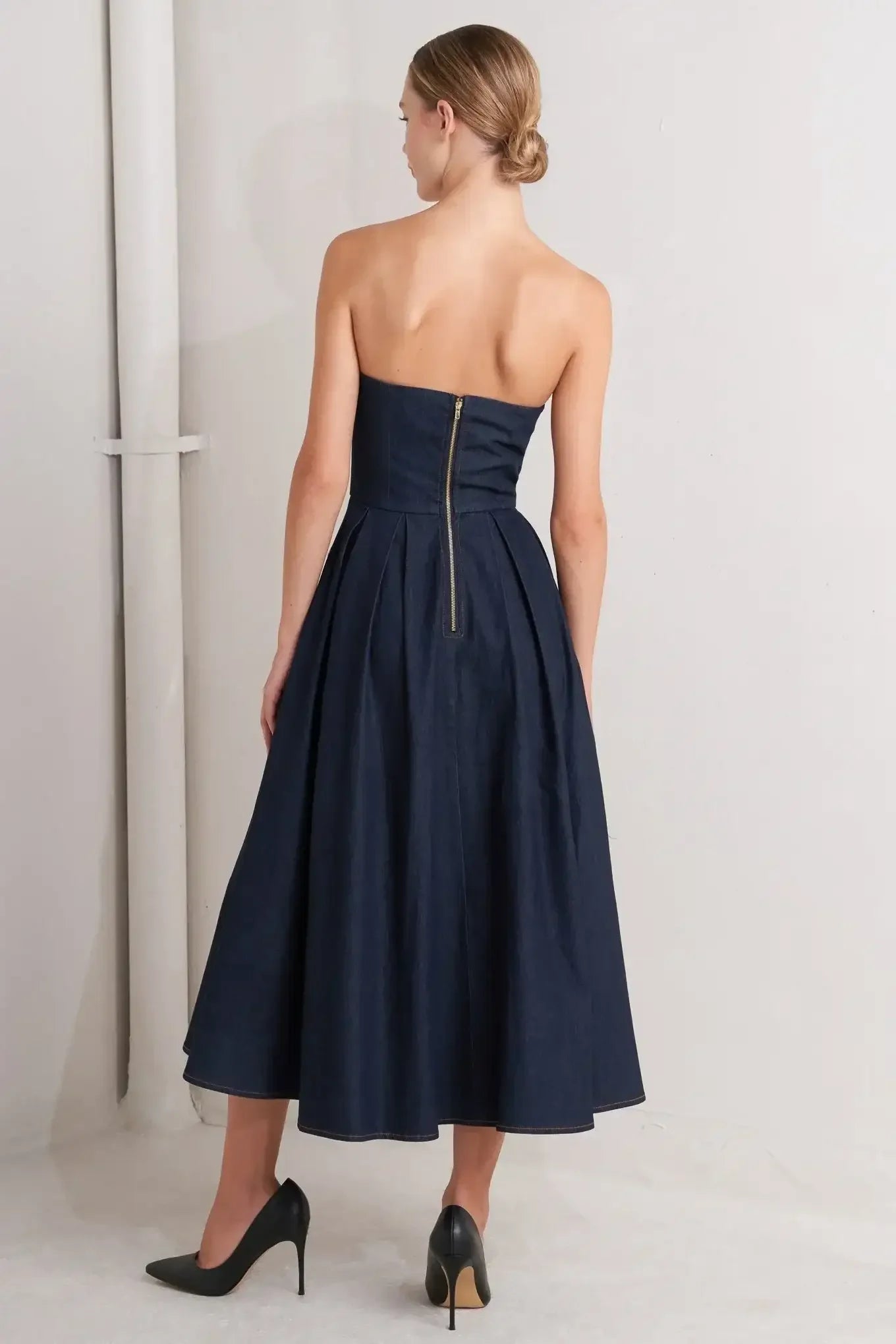 URBAN CORSET DENIM MIDI DRESS