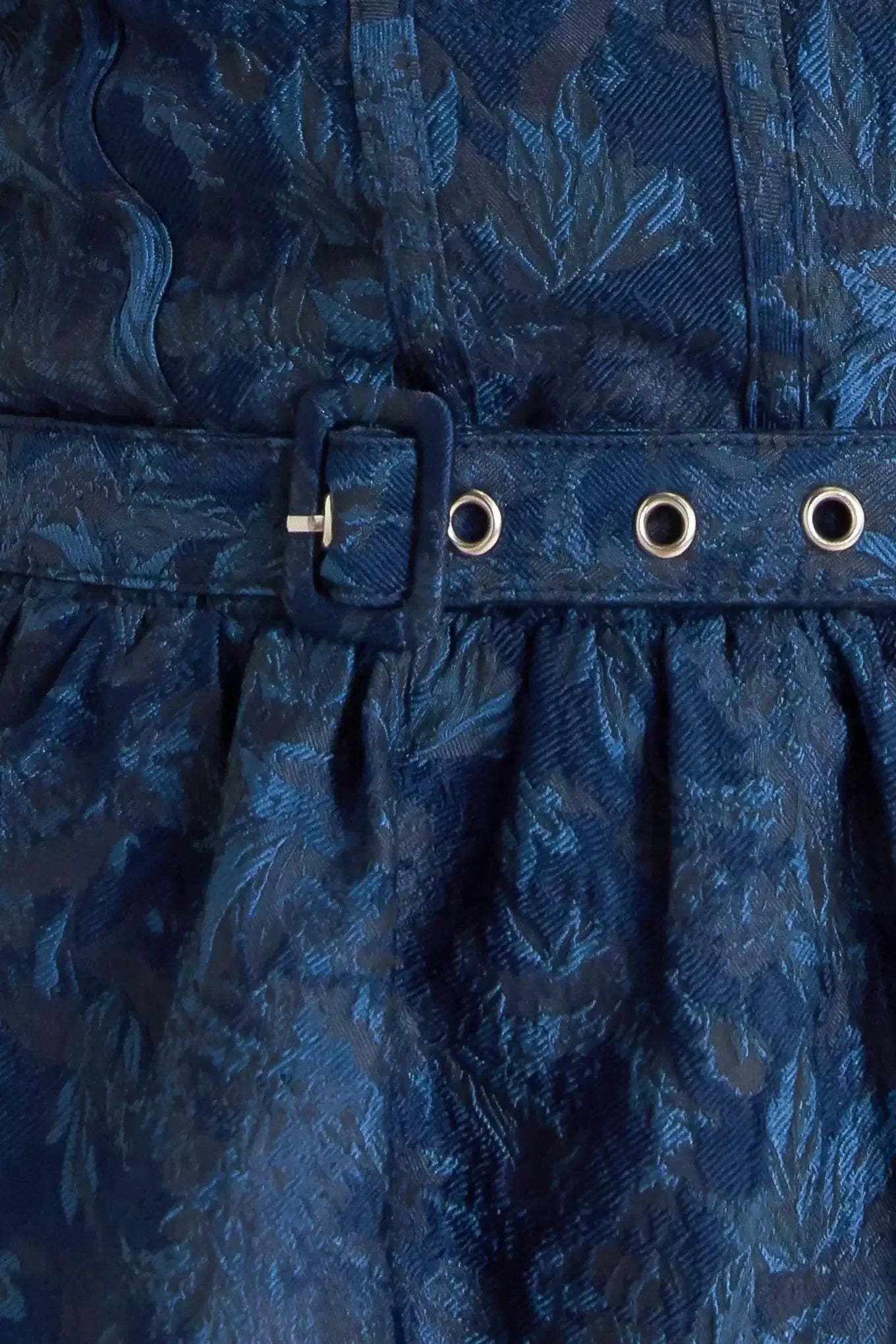 NAVY ROMANCE JACQUARD MINI DRESS