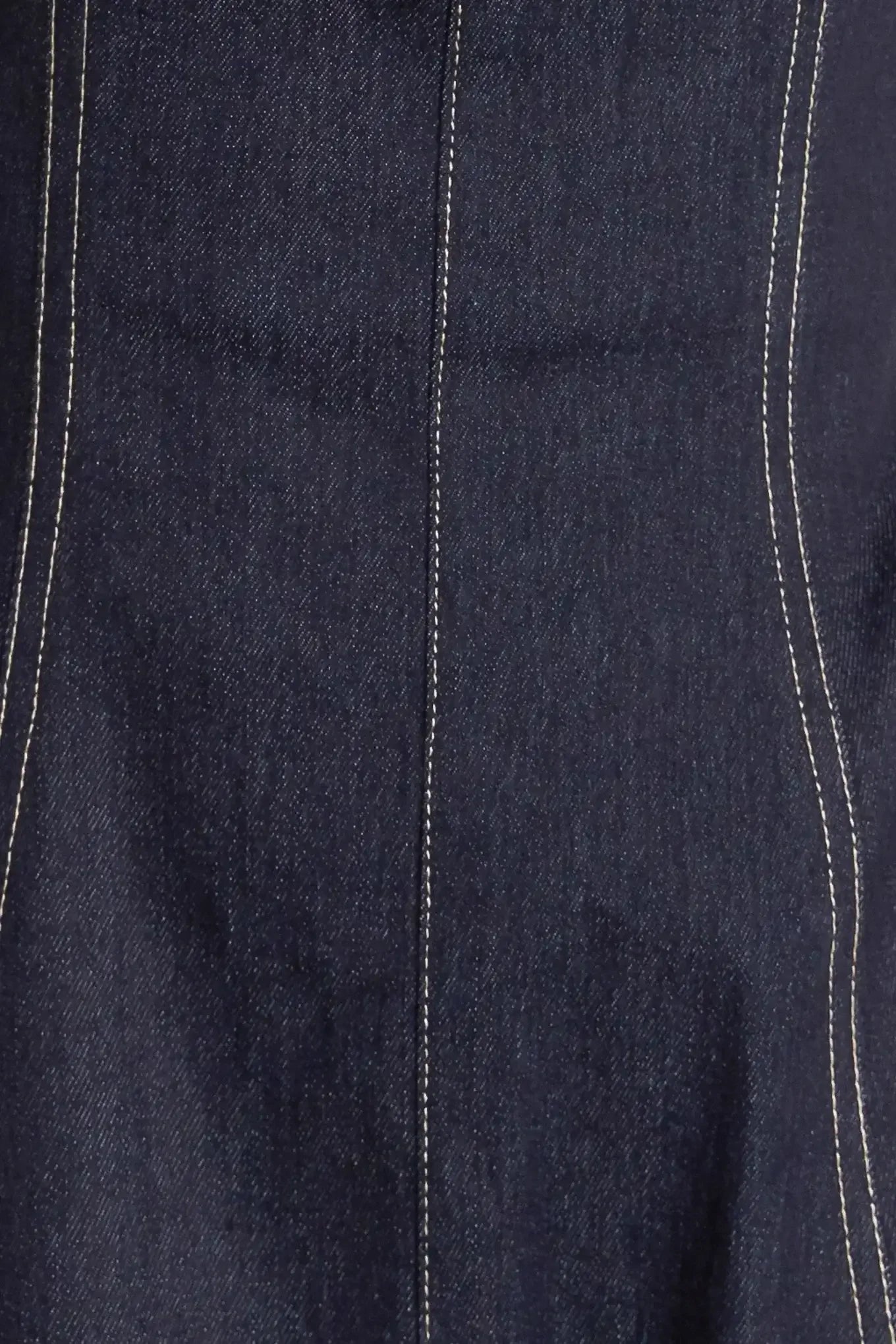 RUFFLED ELEGANCE DARK DENIM MIDI DRESS