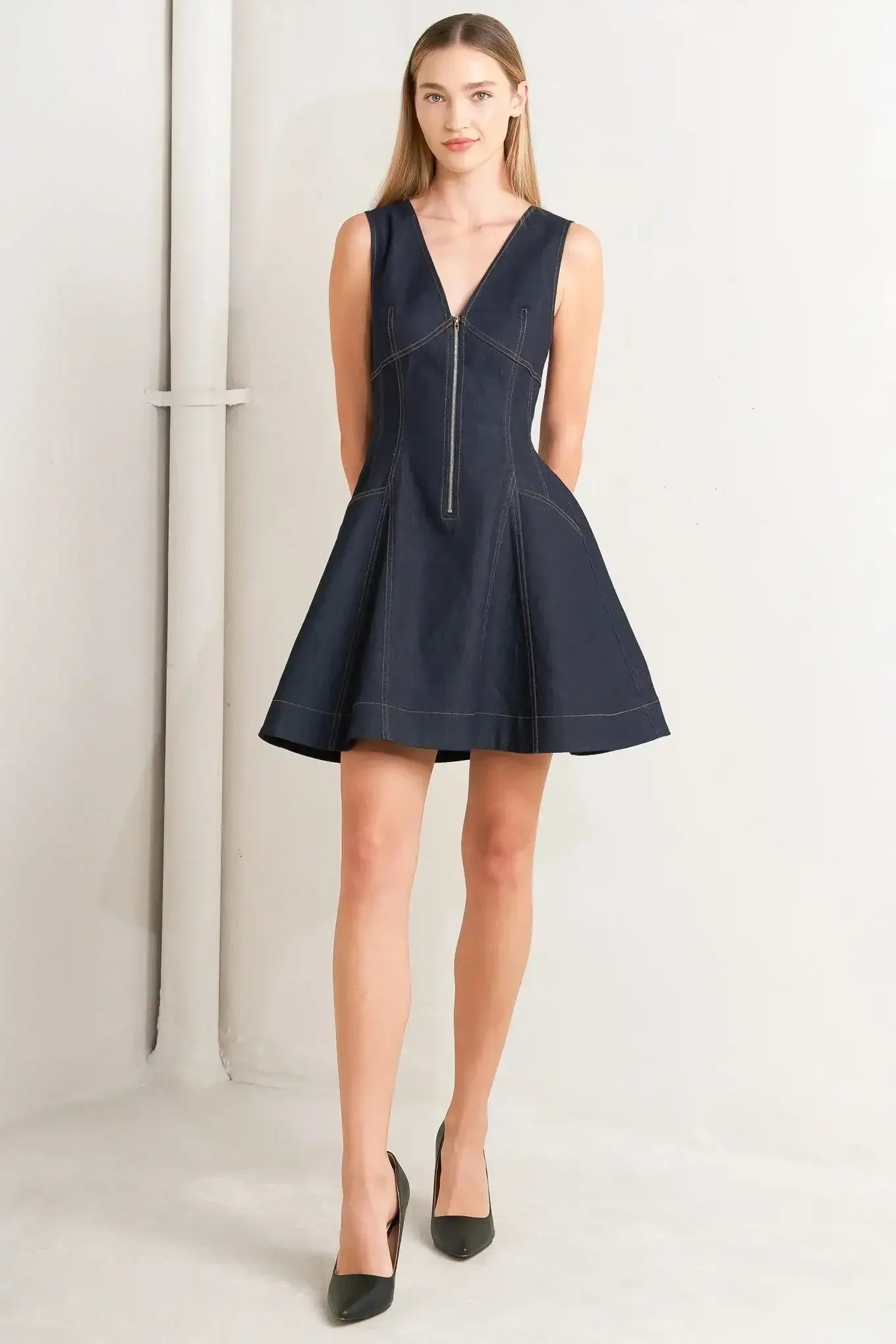 FRESH EDIT DARK DENIM MINI DRESS