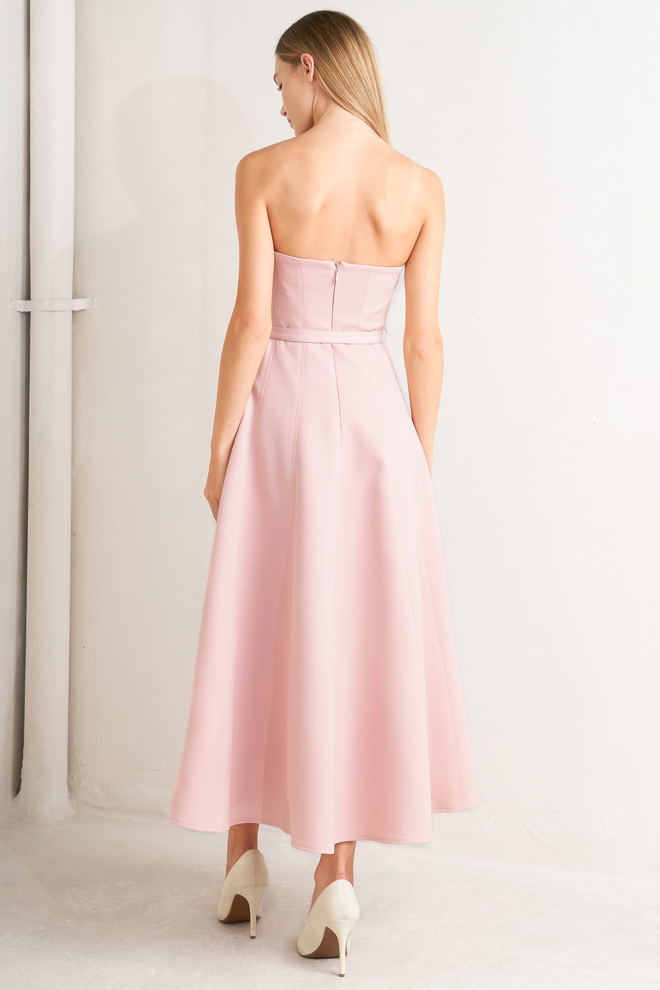 WEEKEND DATE PINK STRAPLESS MIDI DRESS