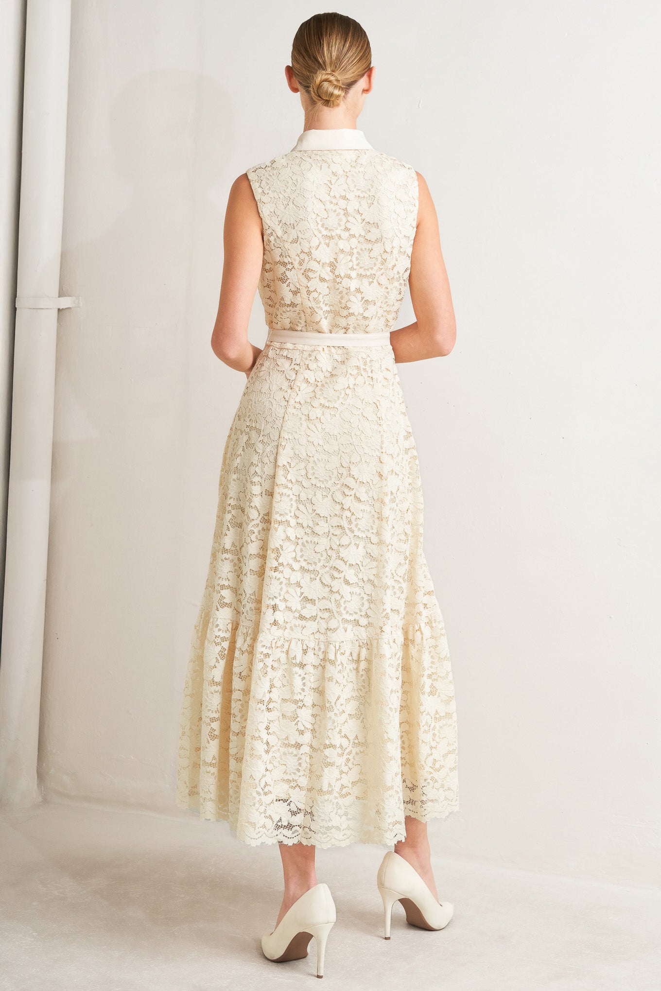 PURELY ROMANTIC LACE MIDI DRESS