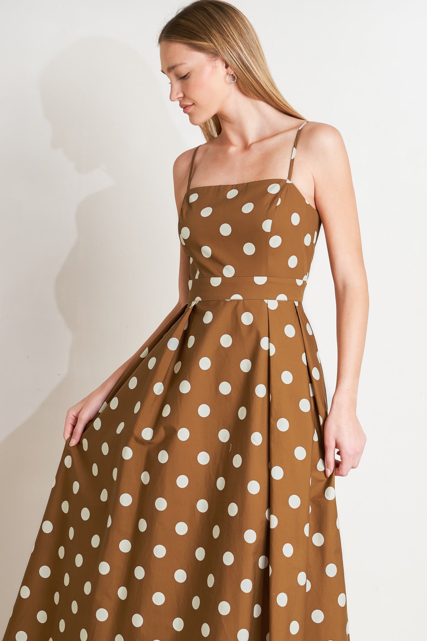 ESPRESSO DREAM POLKA DOT MIDI DRESS