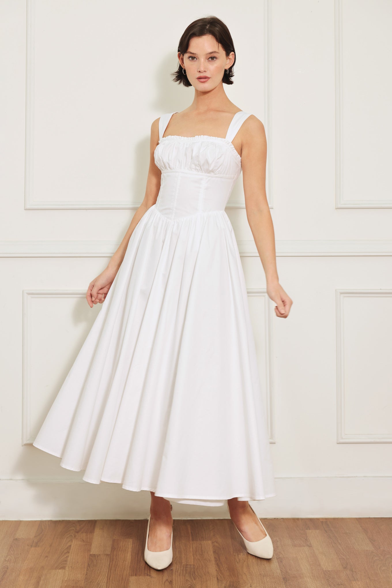 SWEETHEART SERENADE WHITE MIDI DRESS