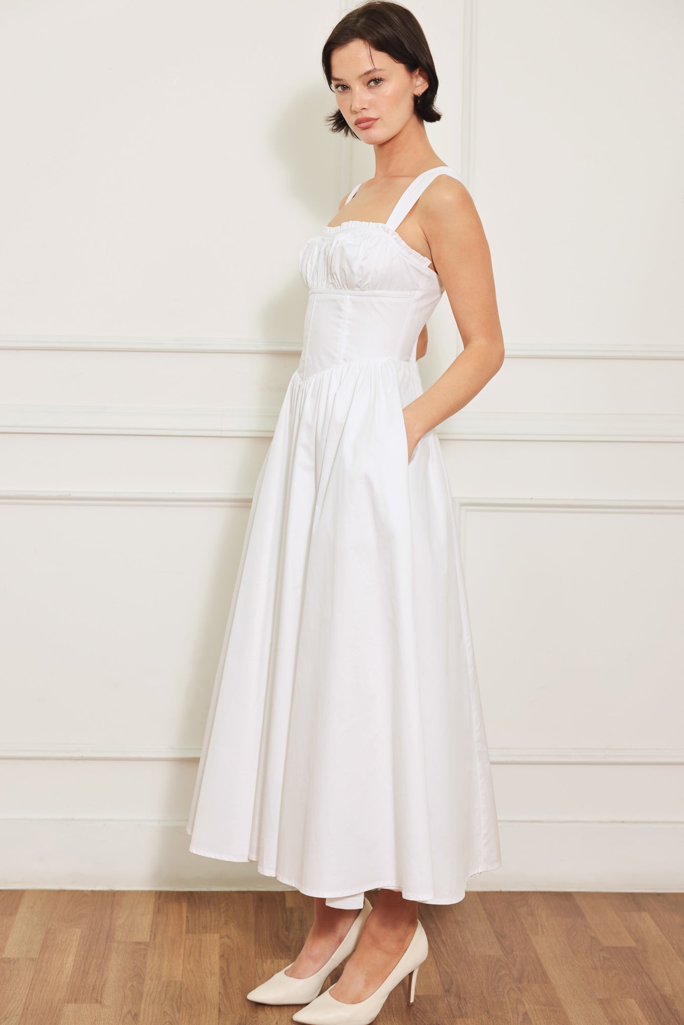 SWEETHEART SERENADE WHITE MIDI DRESS