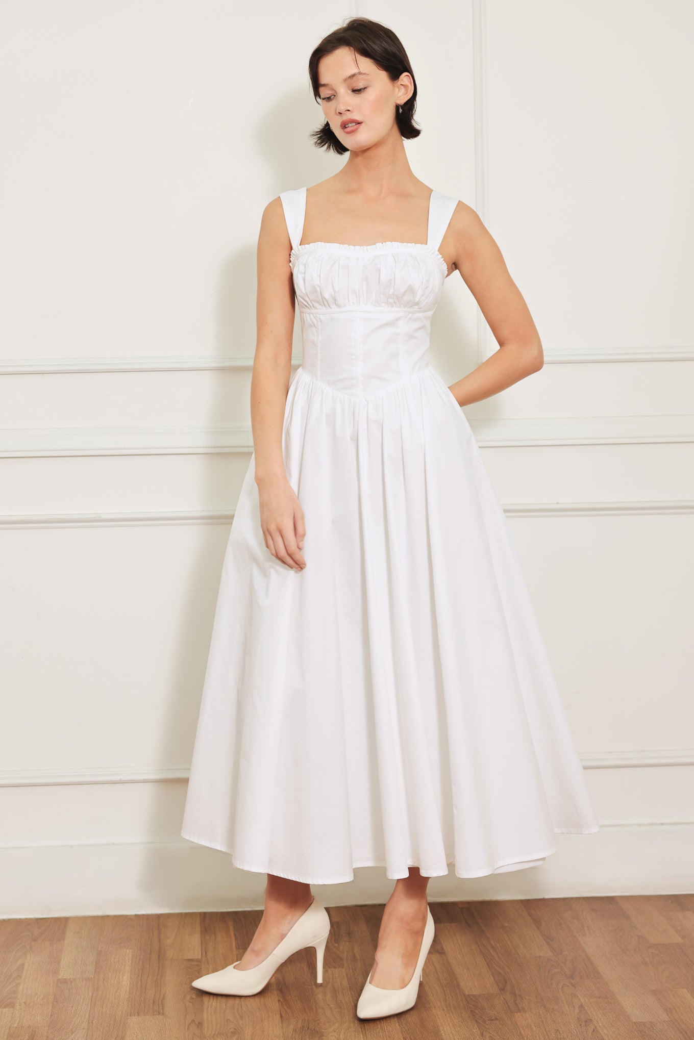 SWEETHEART SERENADE WHITE MIDI DRESS