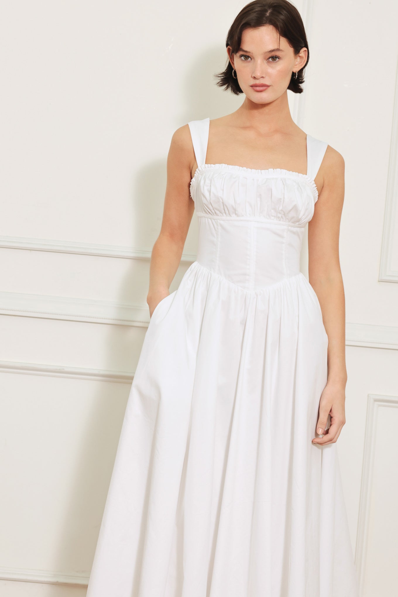 SWEETHEART SERENADE WHITE MIDI DRESS