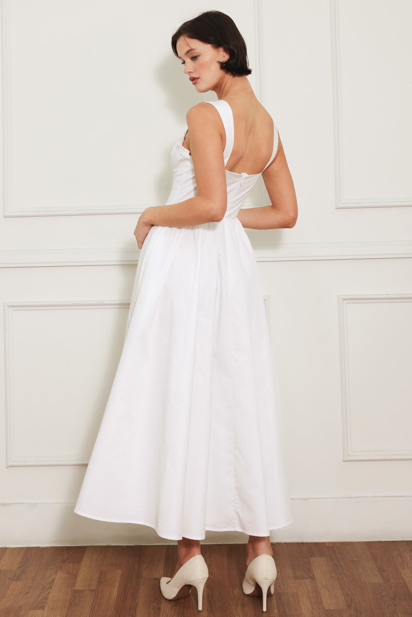 SWEETHEART SERENADE WHITE MIDI DRESS