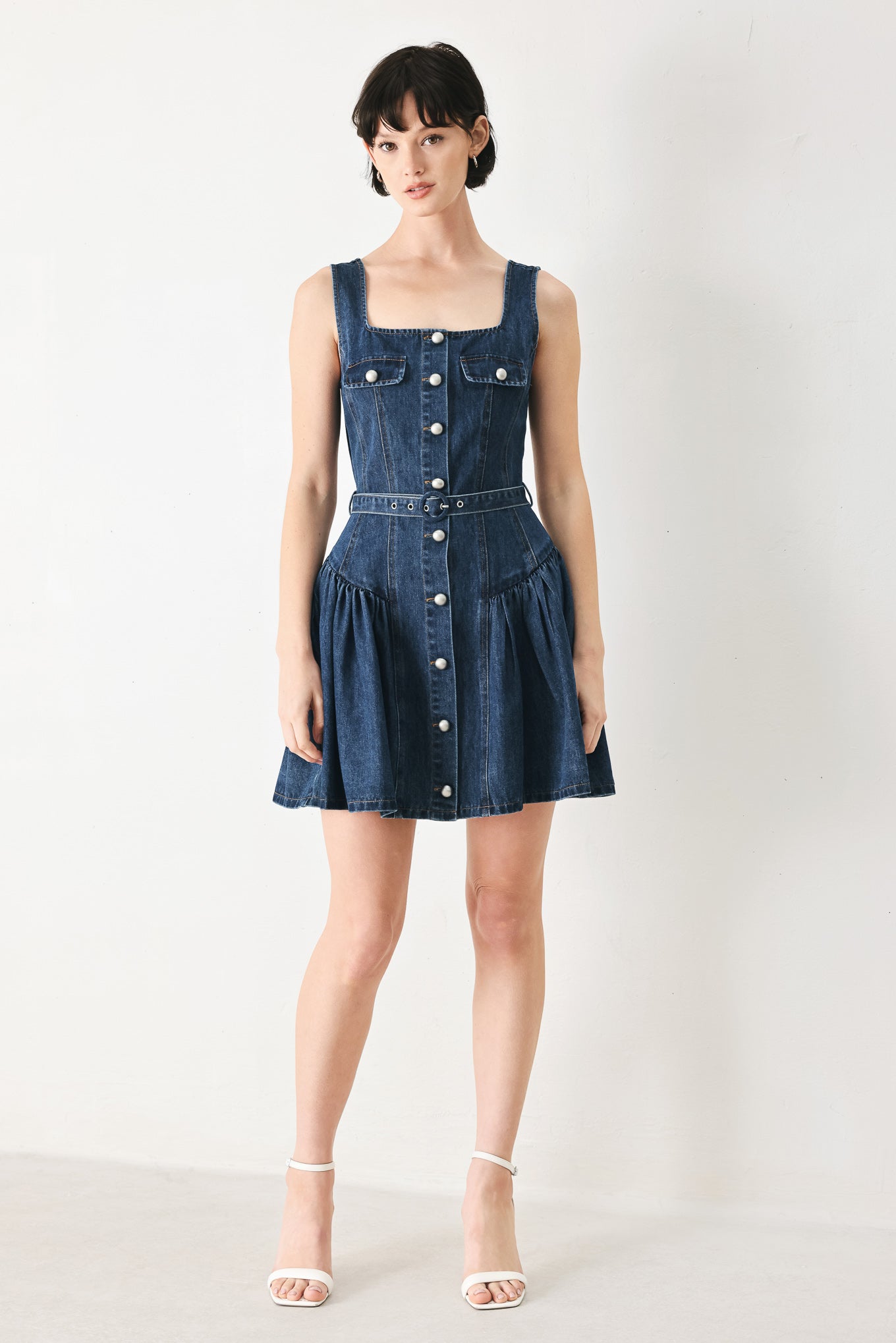 BABY BLUE LOVE DENIM MINI DRESS