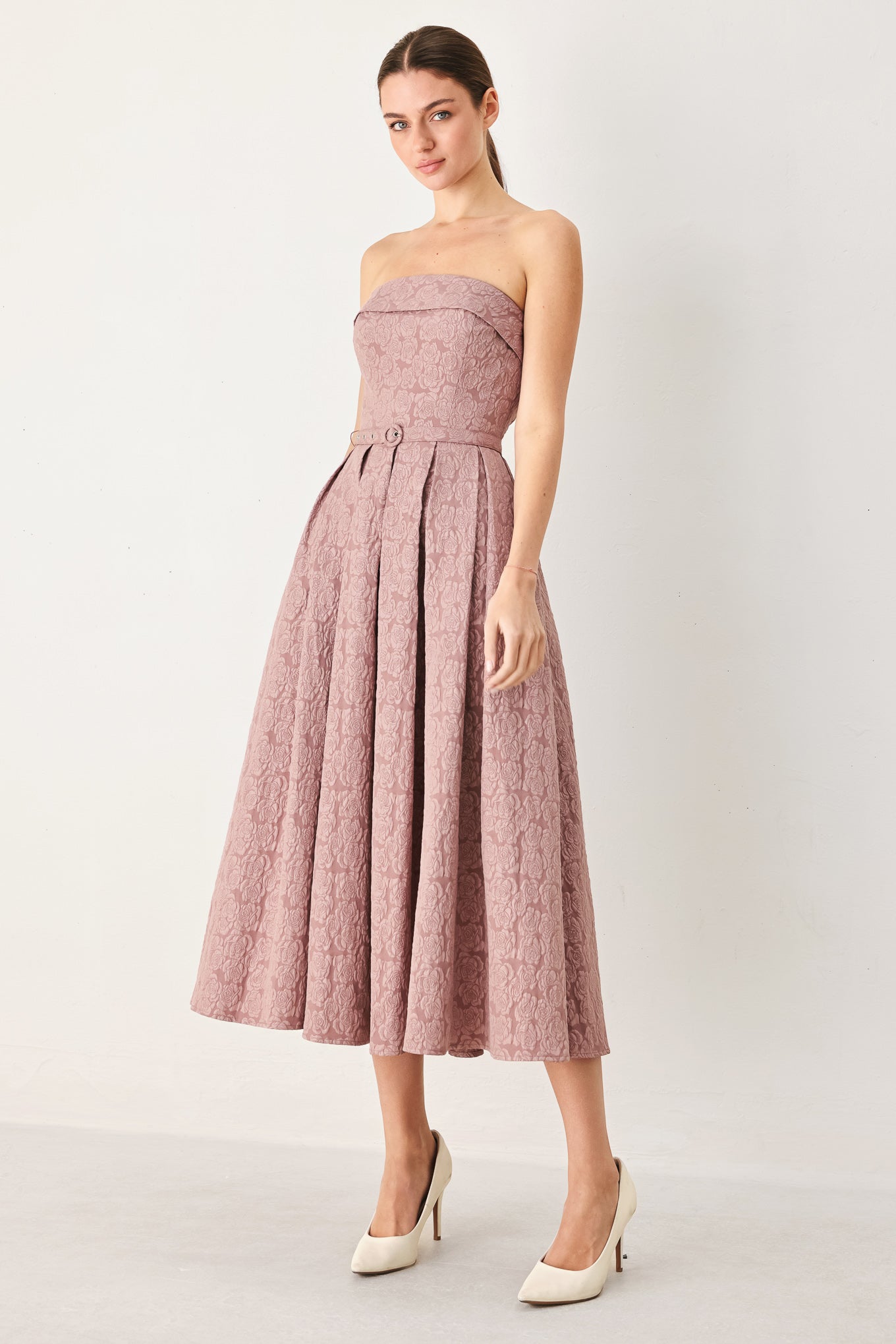 ROSETTE BANDEAU - MAUVE MIDI DRESS