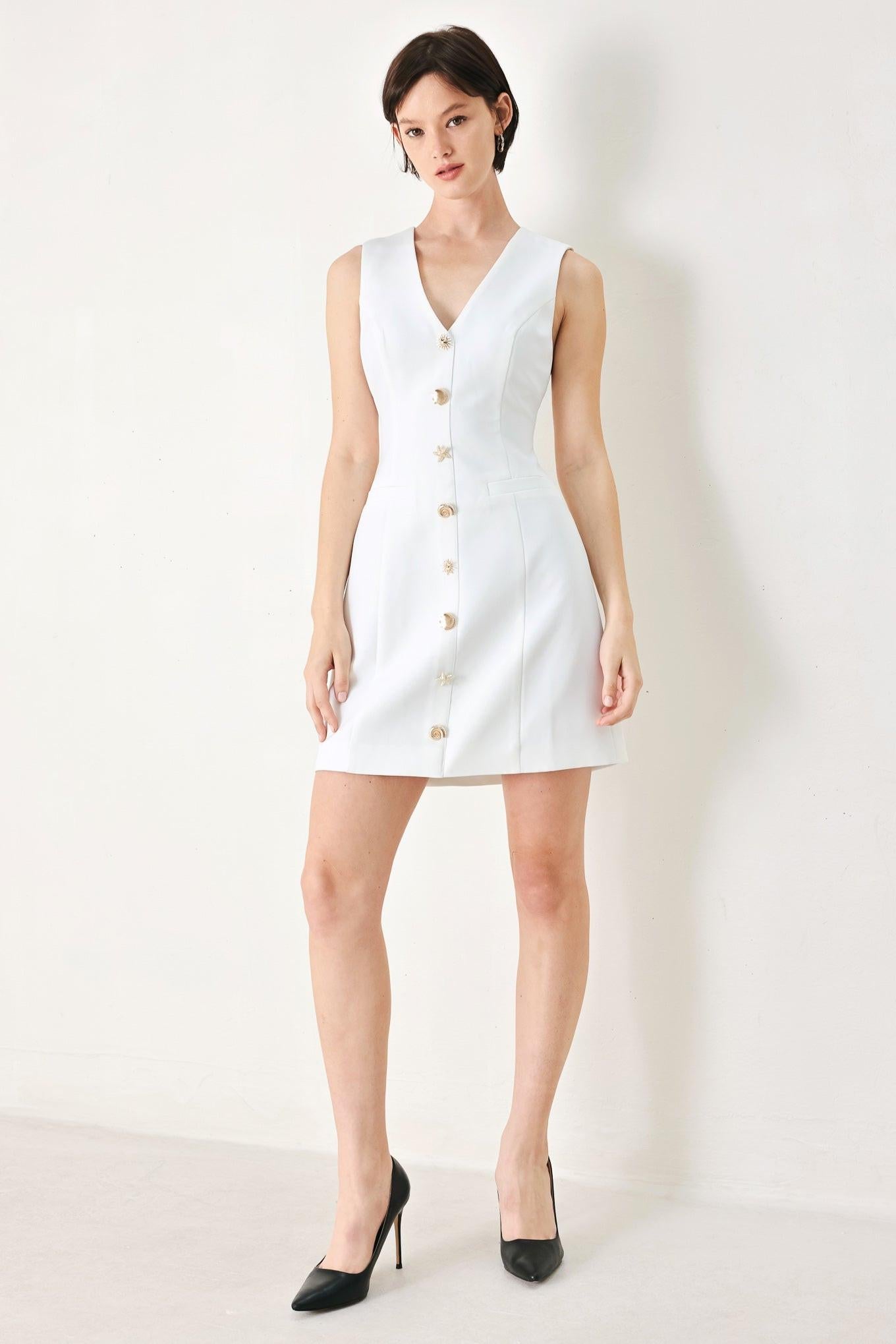 Seashell Sweetheart White Mini Dress