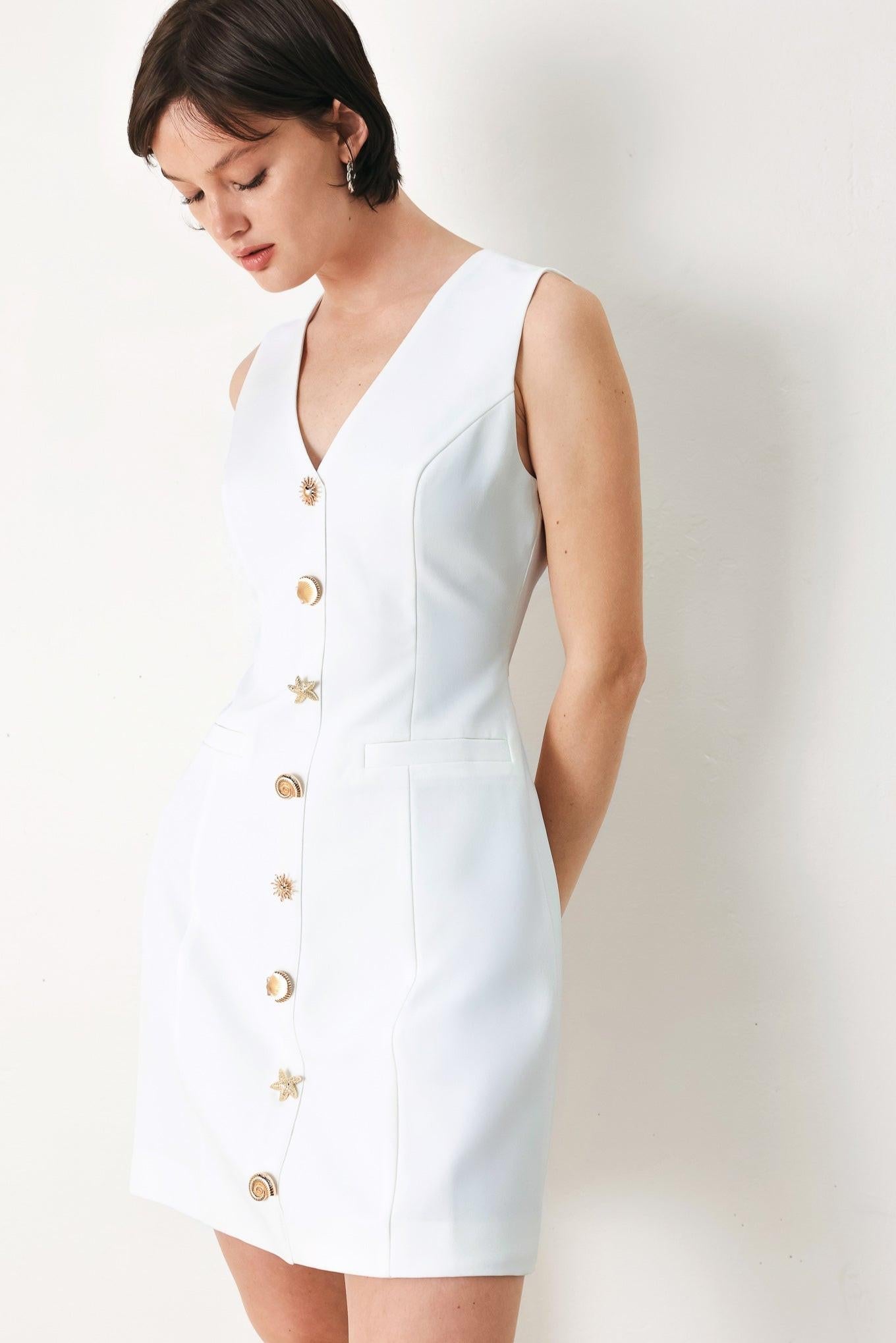 Seashell Sweetheart White Mini Dress