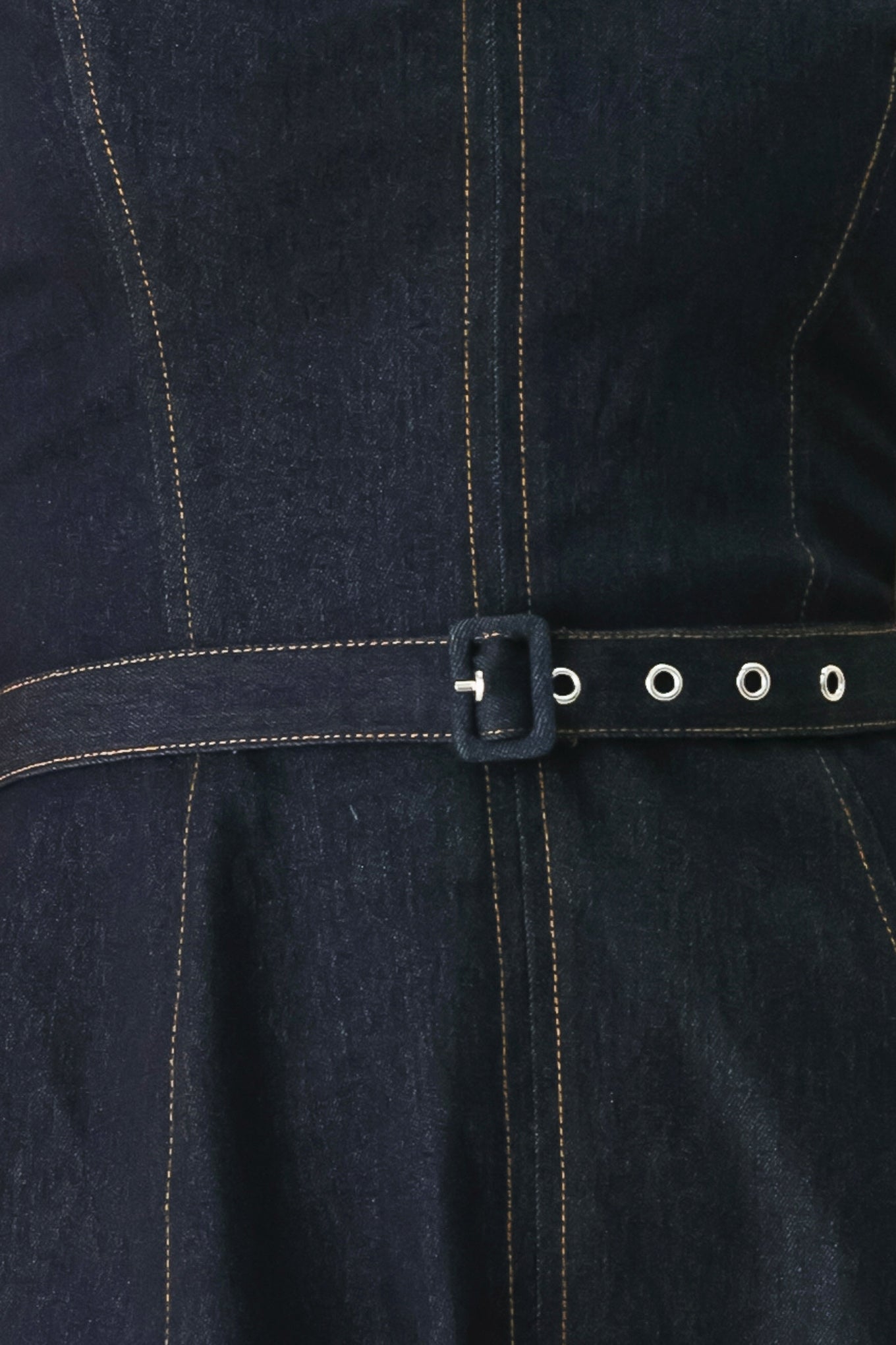 ICONIC INDIGO - STRAPLESS DARK DENIM MIDI DRESS