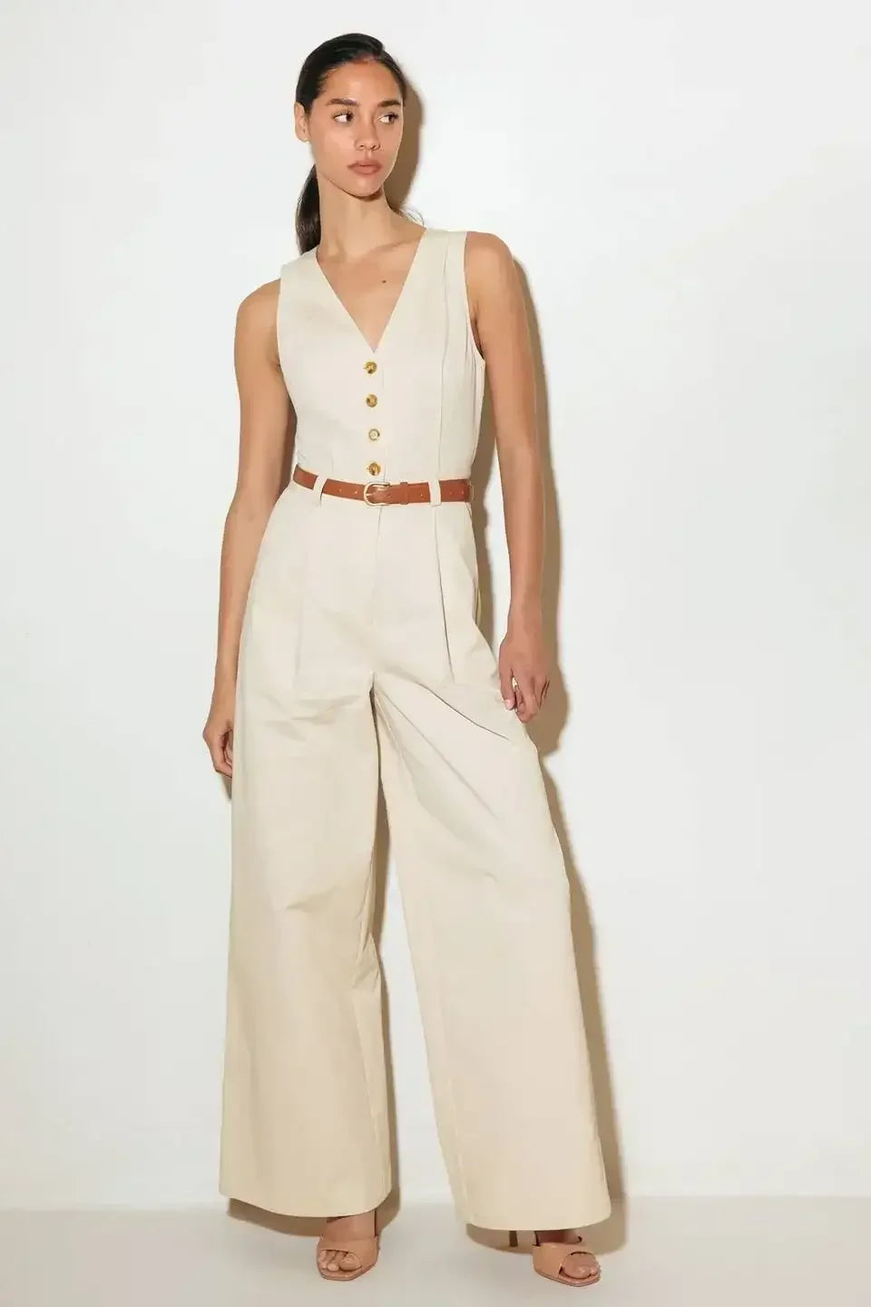 EVERYDAY ESSENTIAL JUMPSUIT - ALMOND