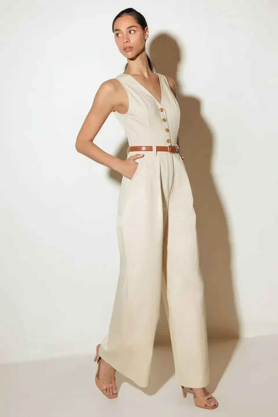 EVERYDAY ESSENTIAL JUMPSUIT - ALMOND