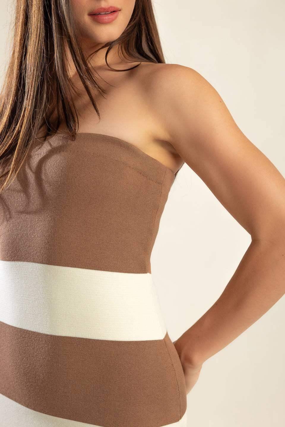 ROMANTIC AFTERNOON - STRAPLESS KNIT DRESS