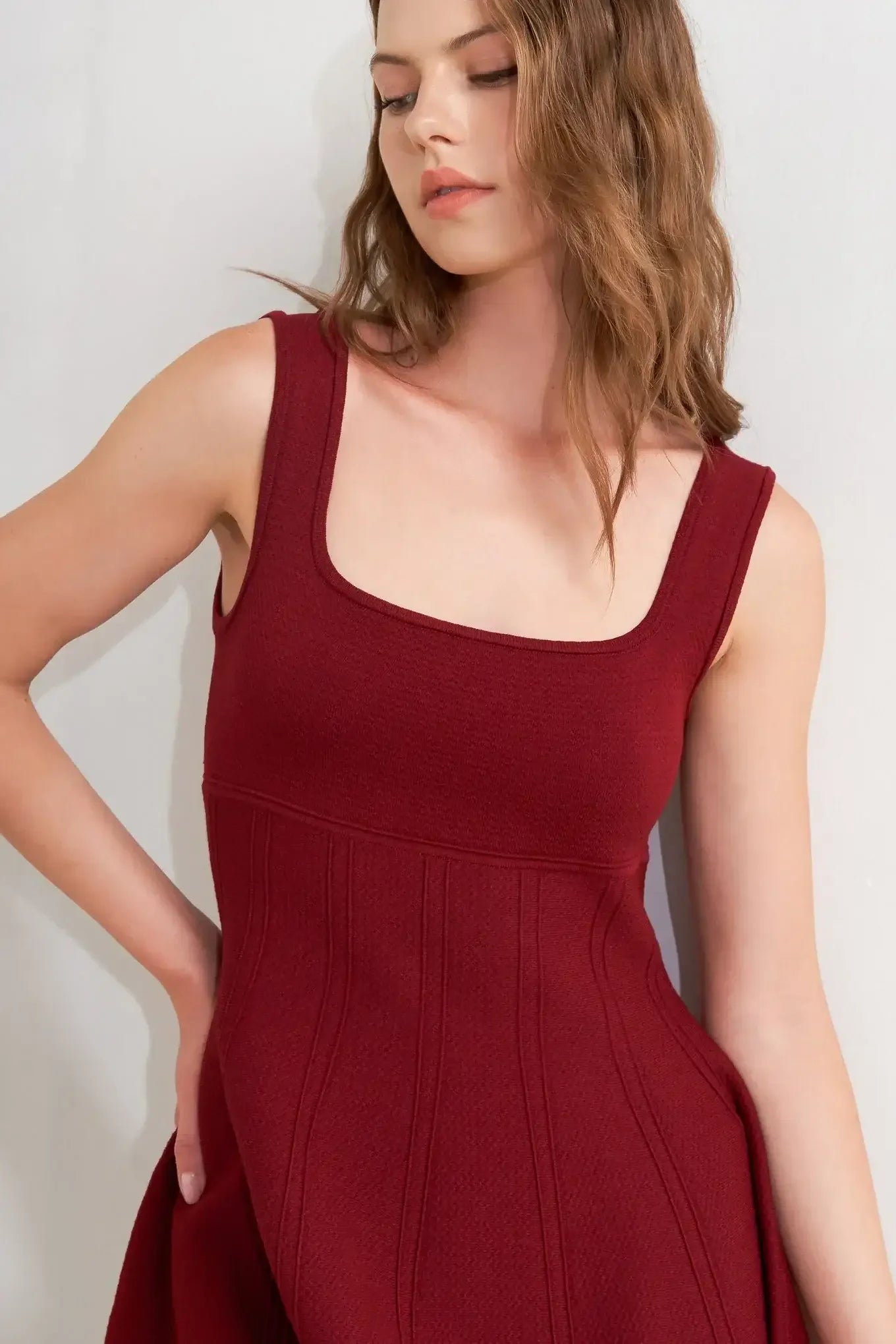 SKATER IN WINE SWEATER MINI DRESS