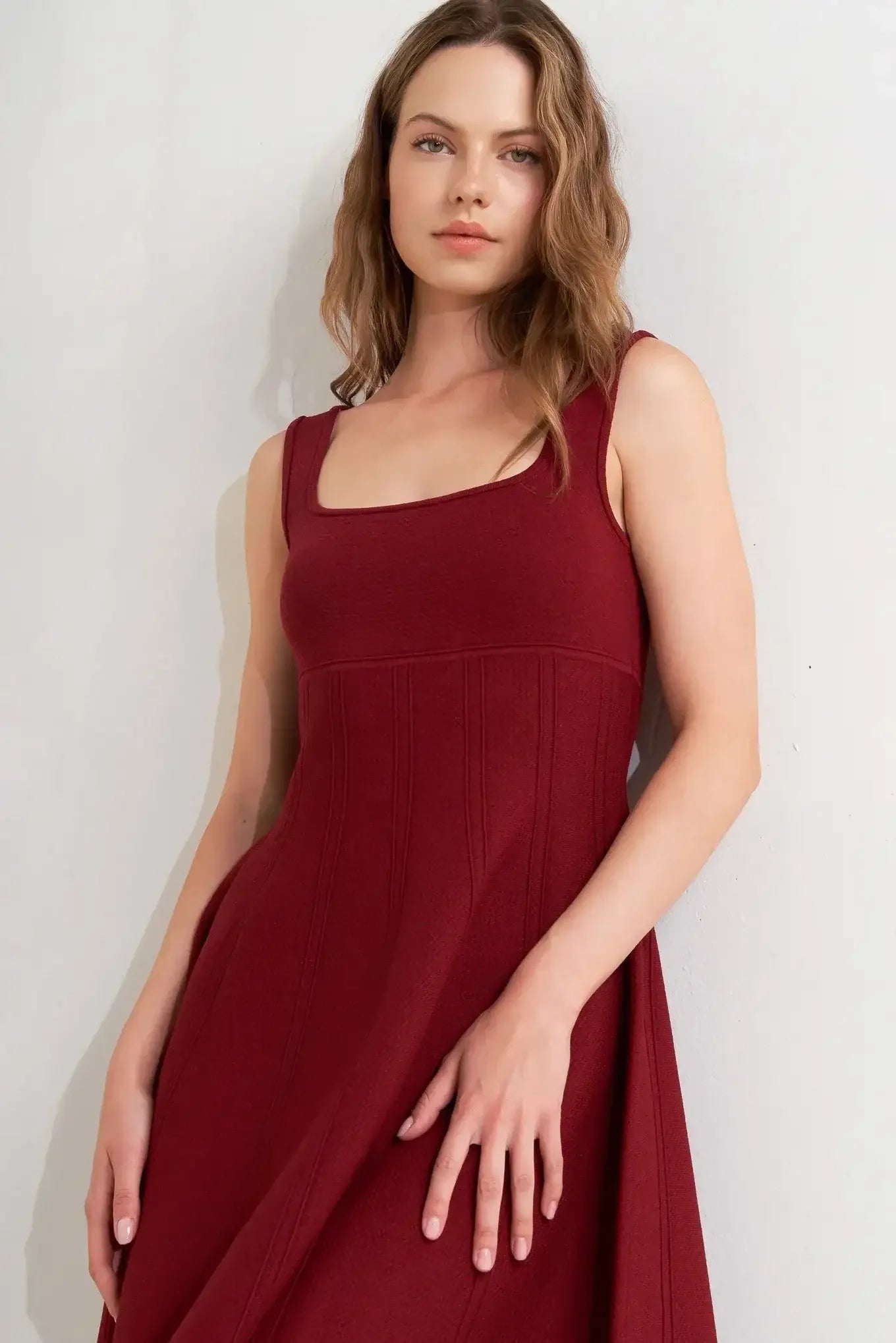 SKATER IN WINE SWEATER MINI DRESS