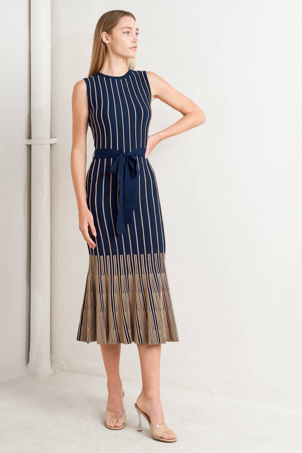 SWEATER KNIT NAVY MERMAID MIDI DRESS