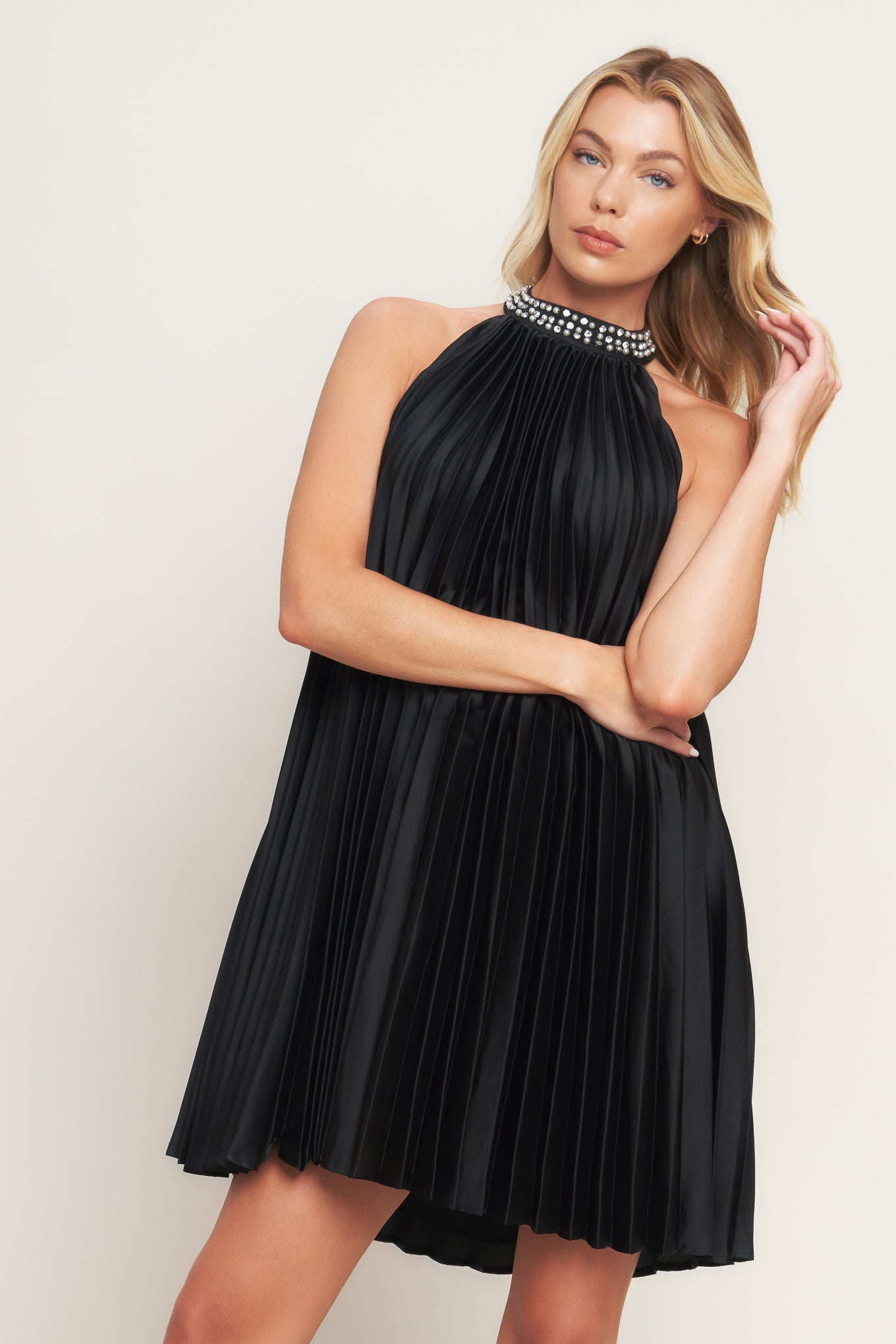 Black halter neck dress