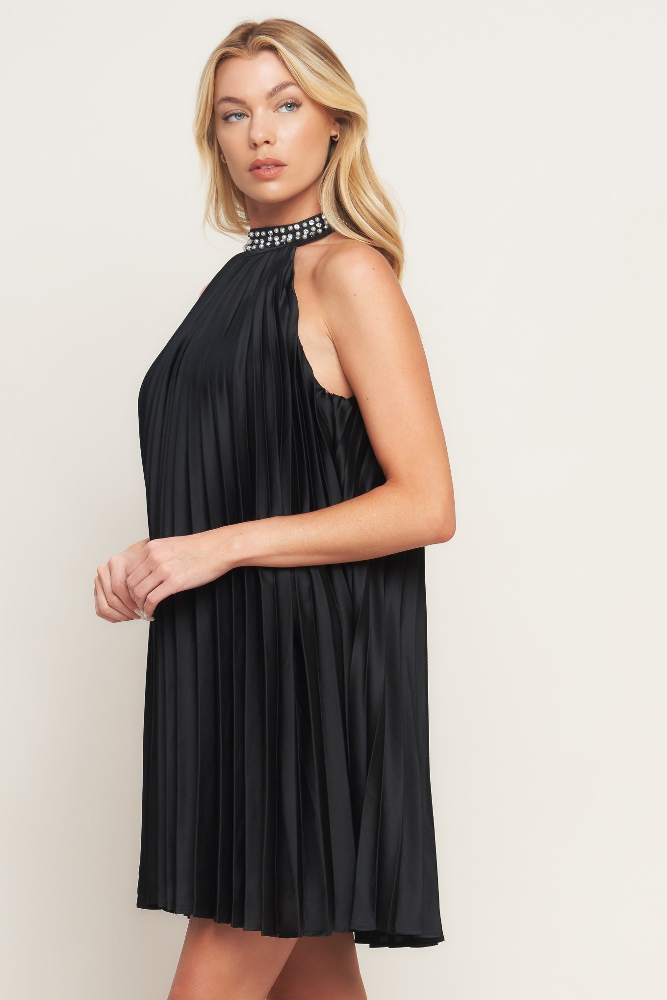 Black halter neck dress