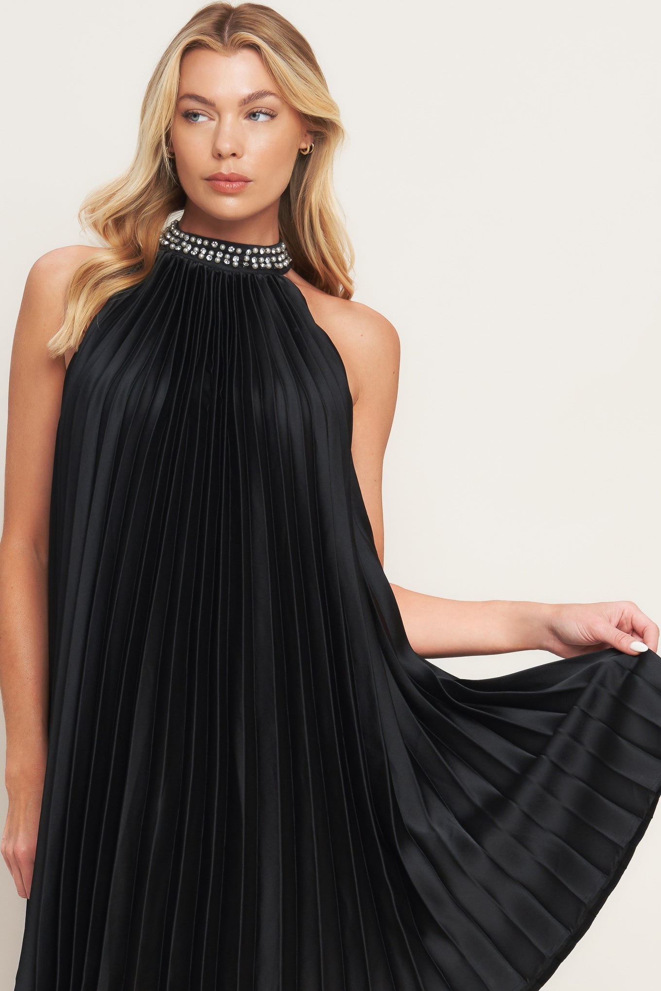 Black halter neck dress