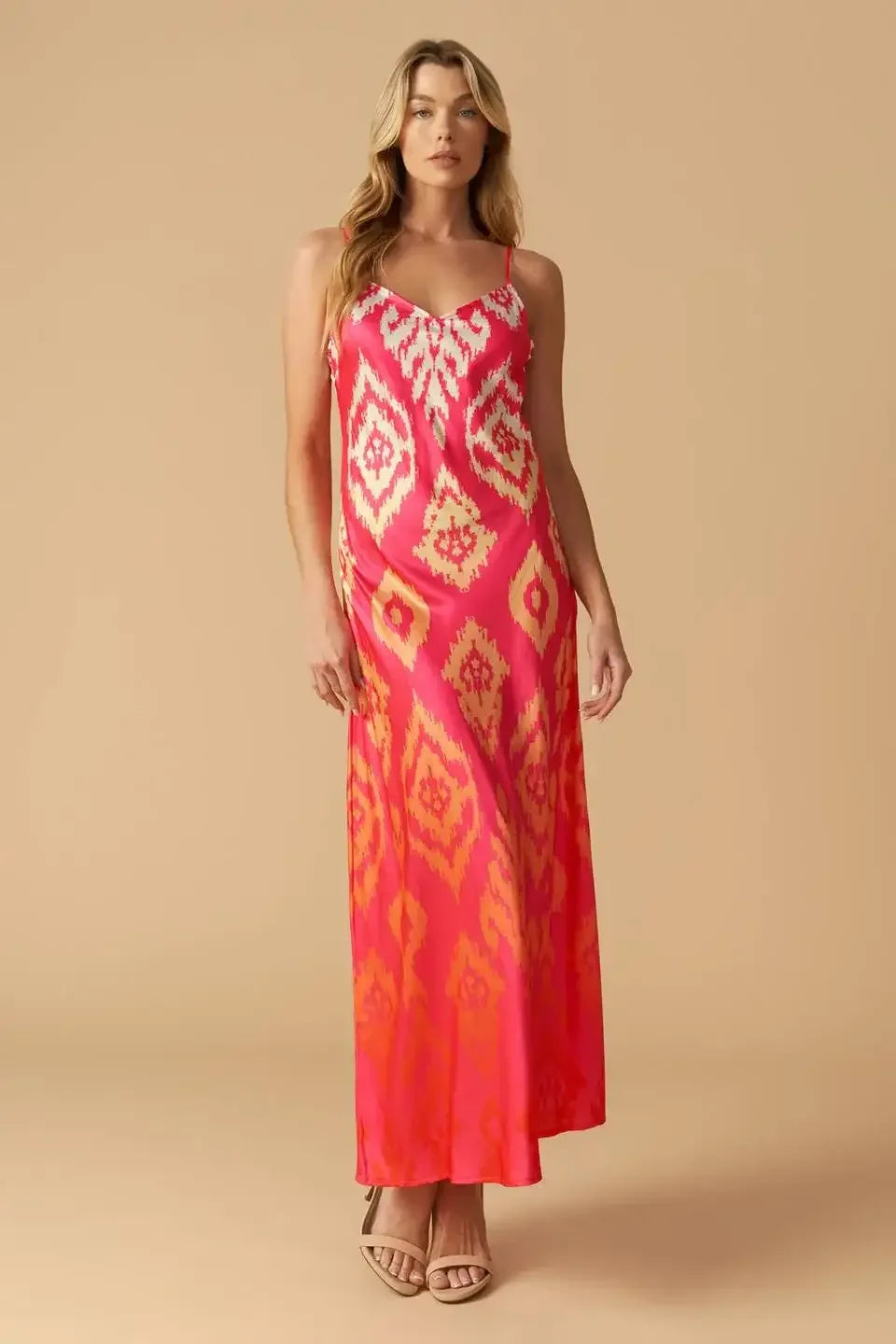 INDIE PINK IKAT SLIP DRESS