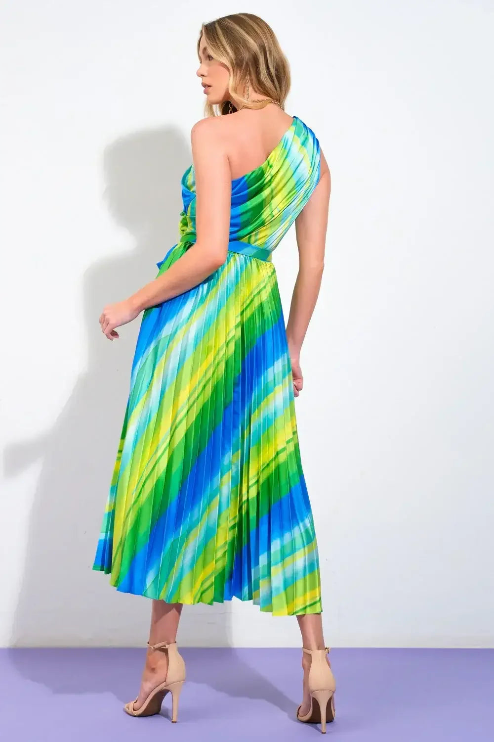 EXUBERANT ELEGANCE - ONE SHOULDER MIDI DRESS