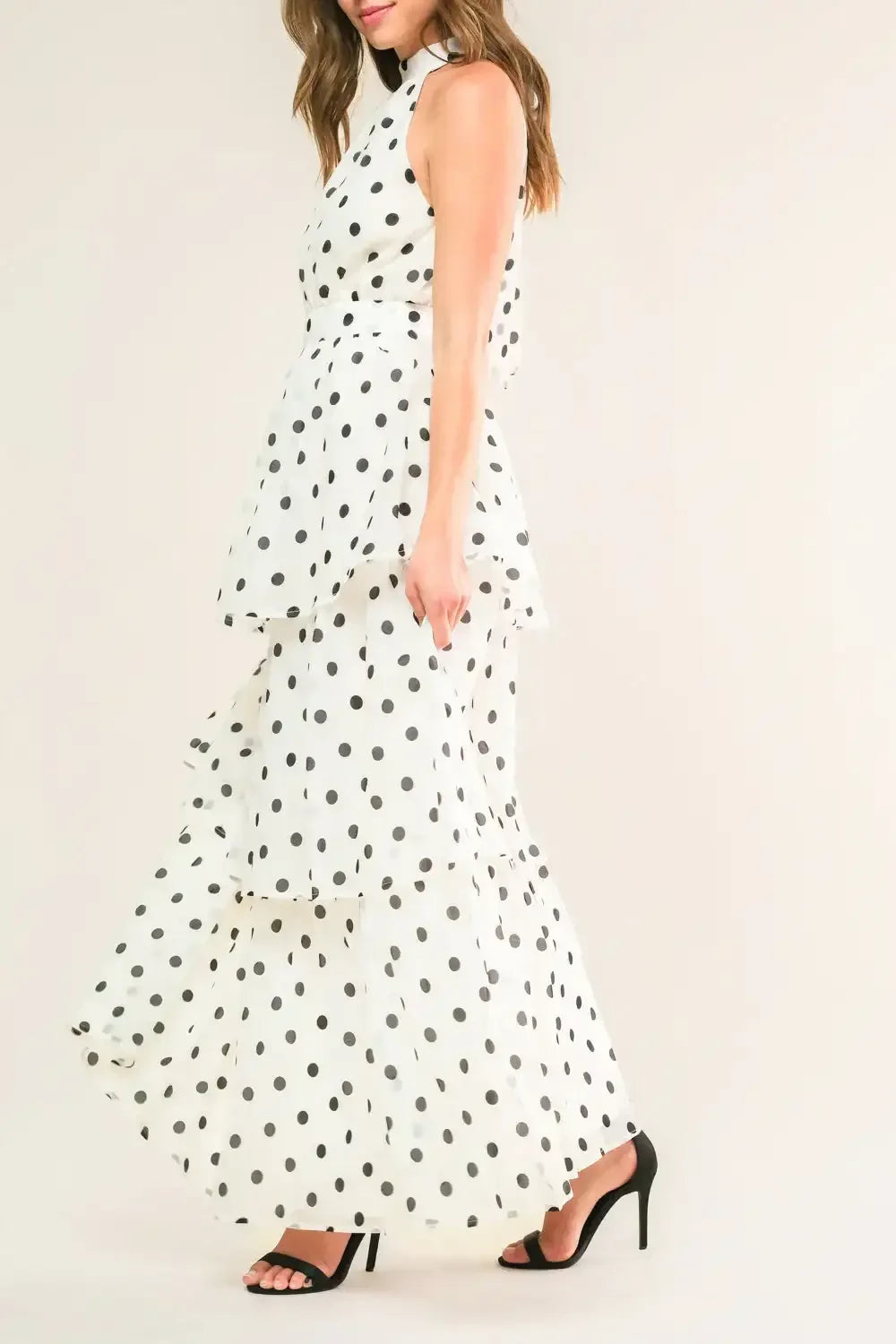 PRETTY IN POLKA DOTS - HALTER MAXI DRESS