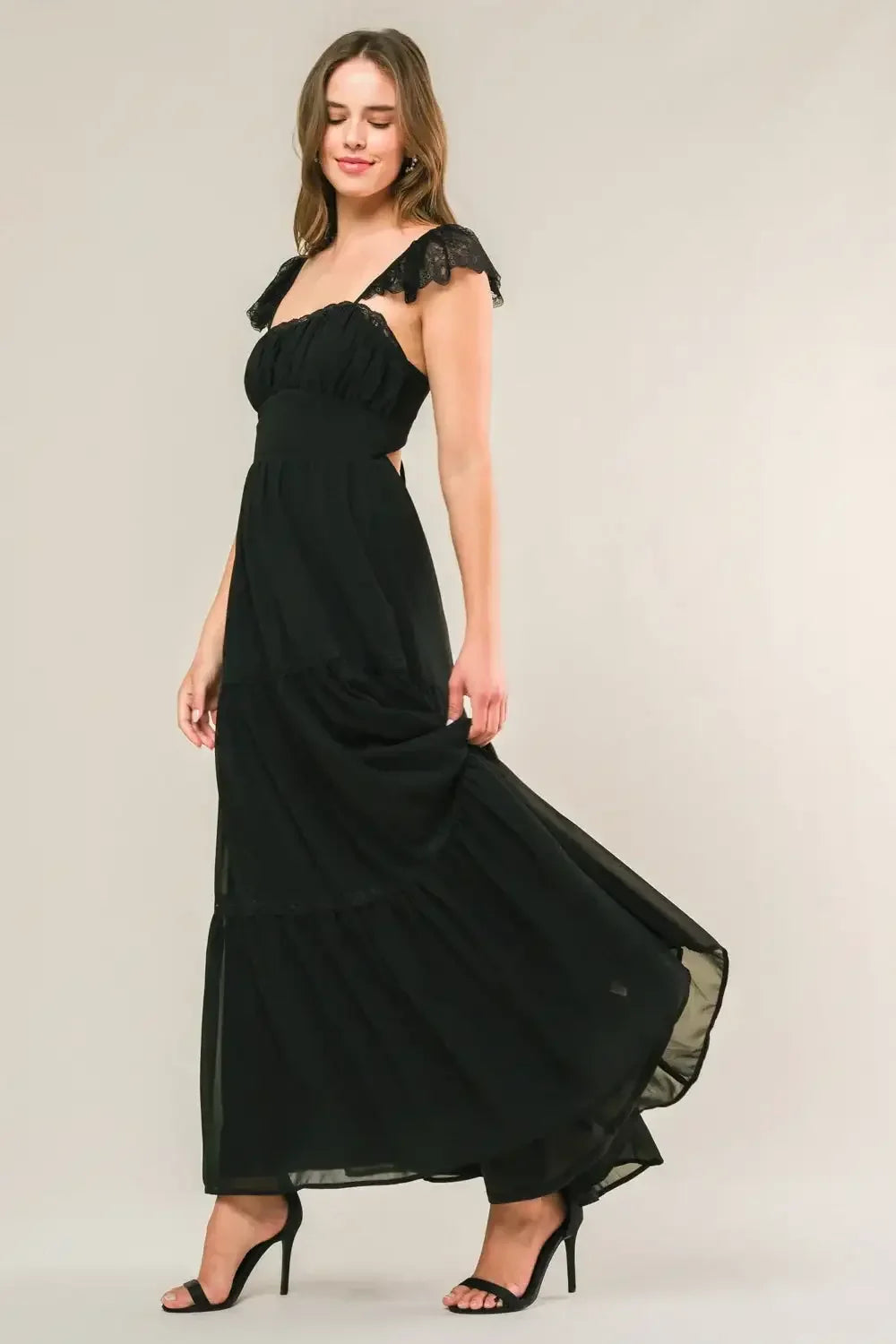 FORGOTTEN ROMANCE MAXI DRESS - BLACK