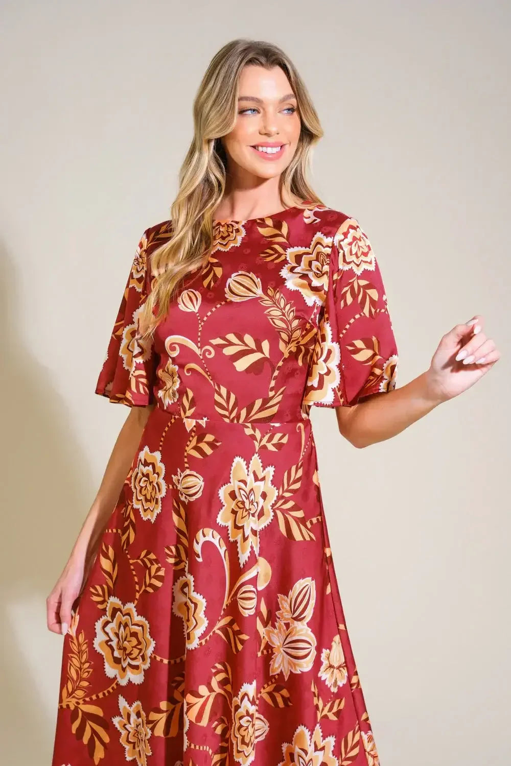 CABERNET ROSE - BURGUNDY MIDI DRESS
