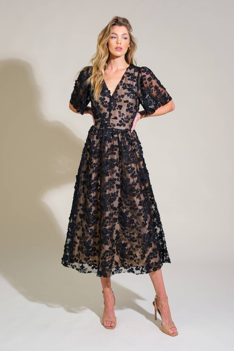 Elegant Return Someday Woven Lace Midi Dress
