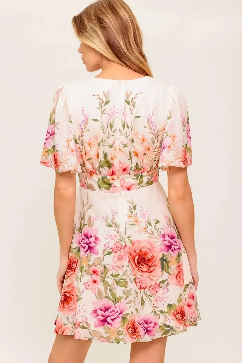 IMANI PRINTED MINI DRESS - LIGHT PINK