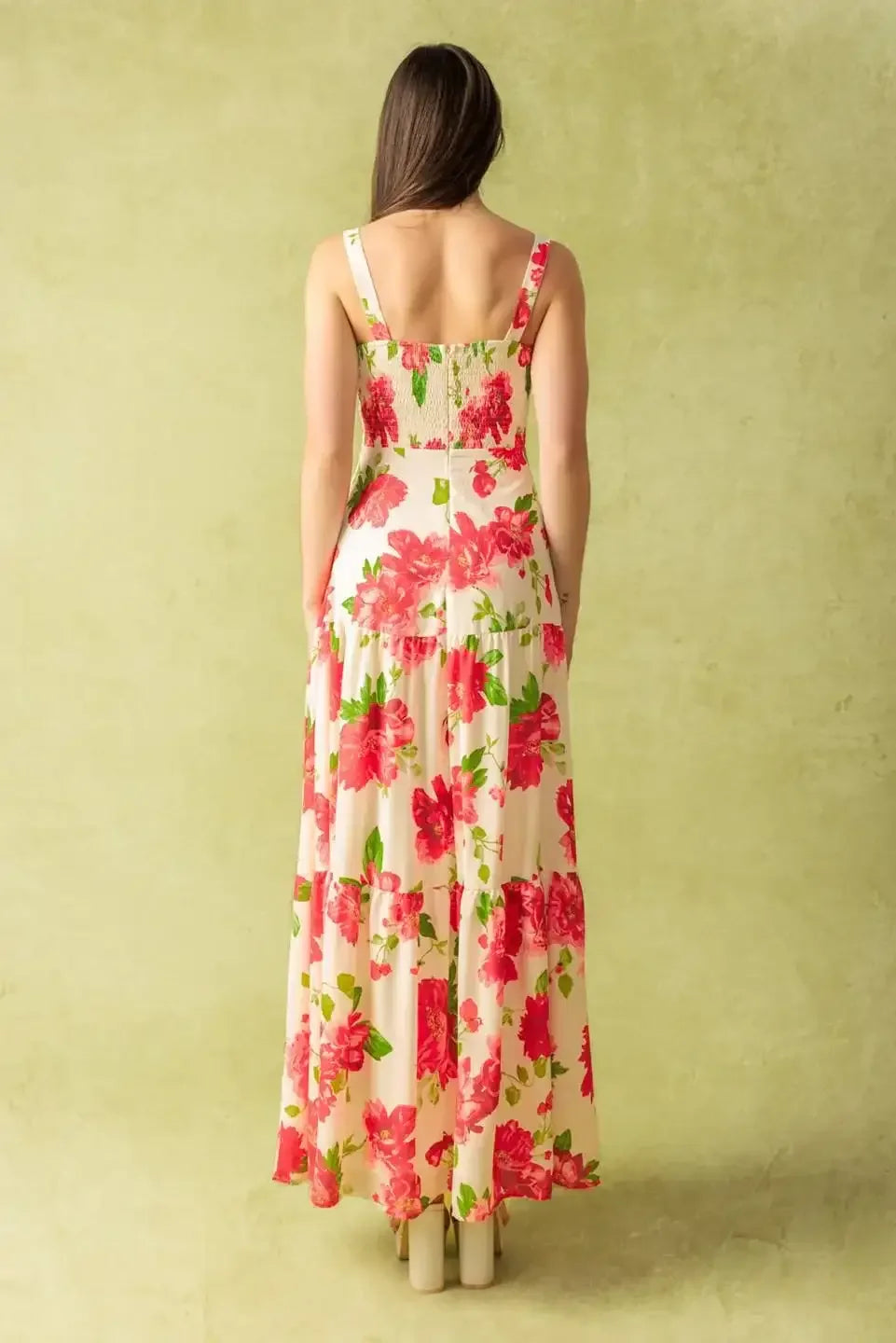 CRIMSON BLOOMS - RED FLORAL MAXI DRESS