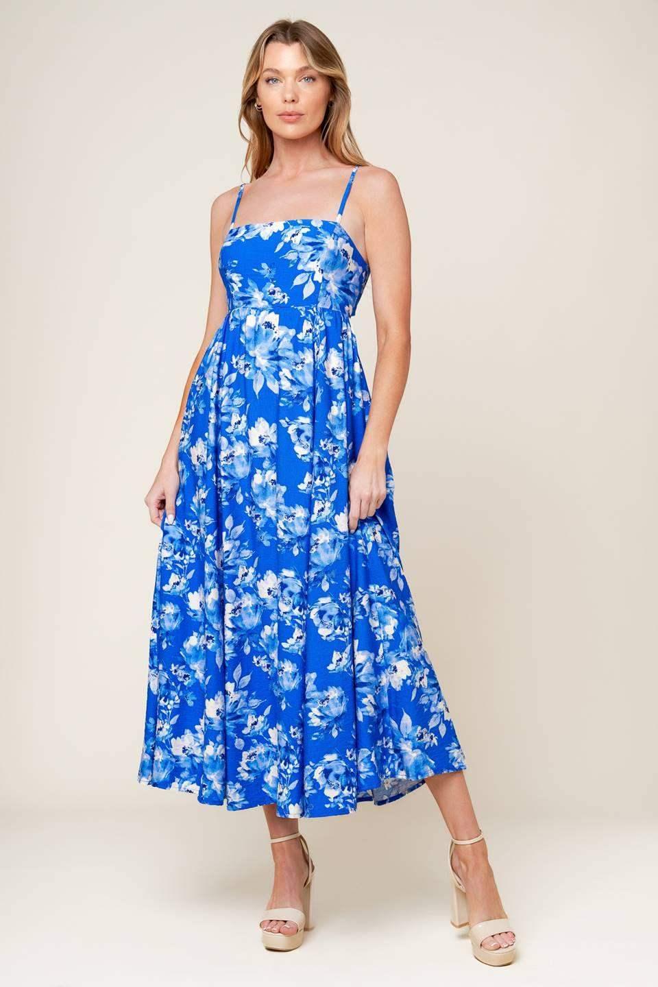 ENGLISH GARDEN MIDI DRESS - BLUE