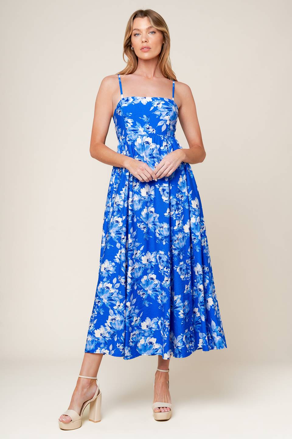 ENGLISH GARDEN MIDI DRESS - BLUE