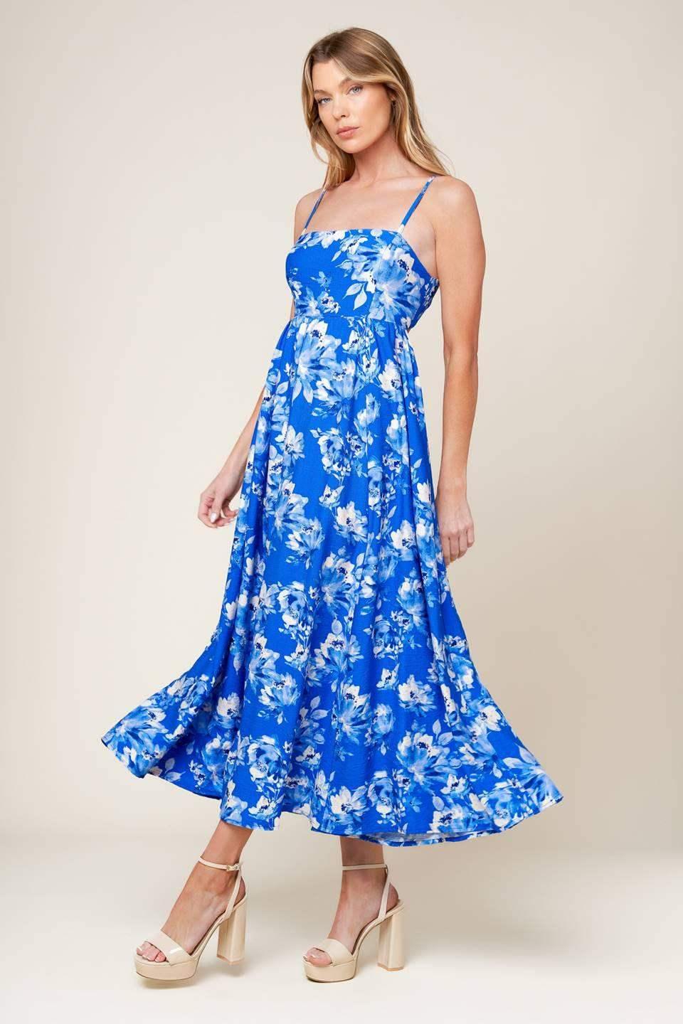 ENGLISH GARDEN MIDI DRESS - BLUE
