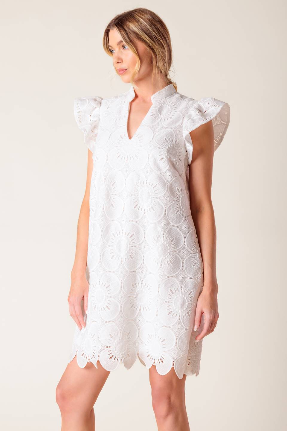 Whisper Foldover Pleat Mini Dress main image 1