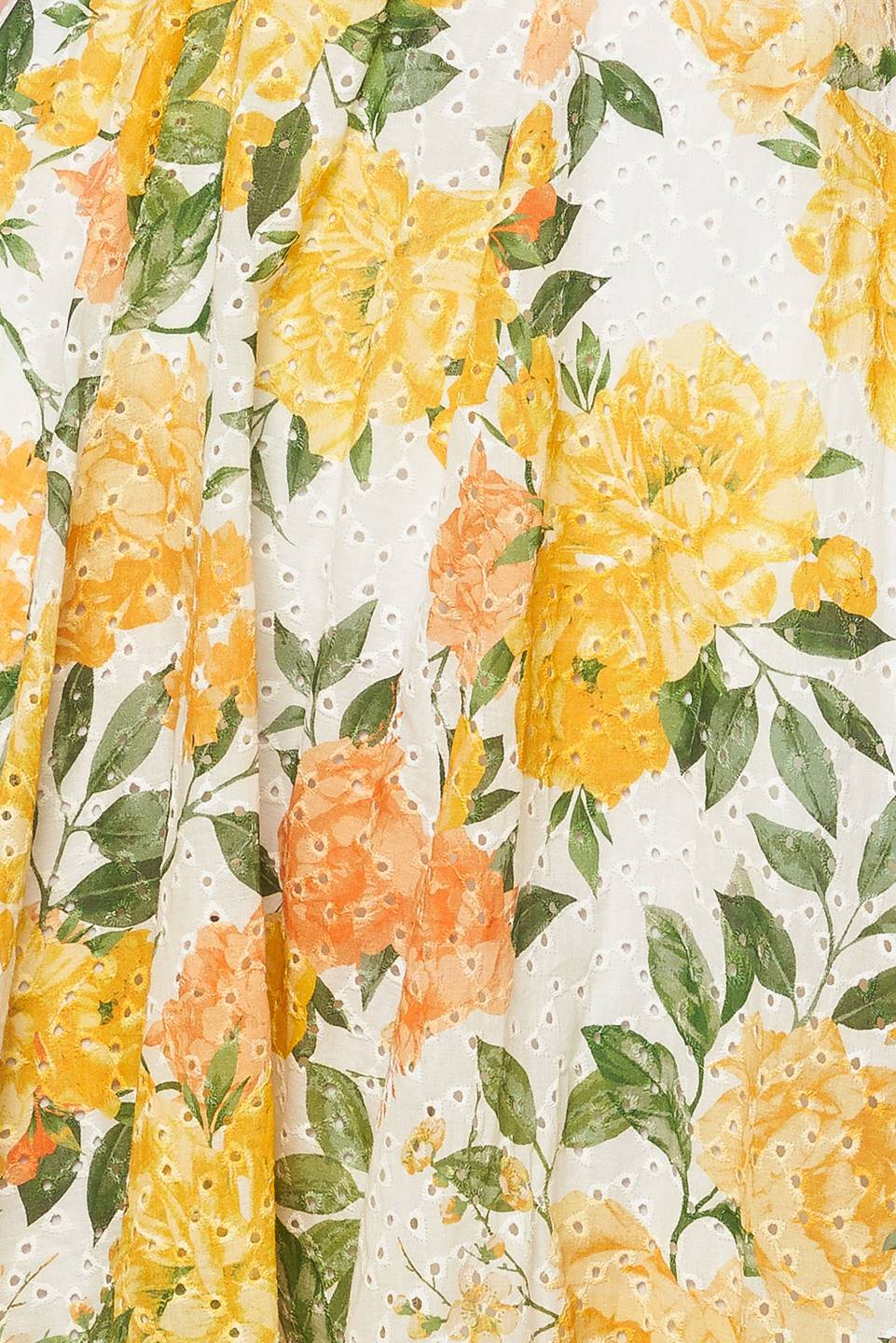 GARDEN OF DREAMS - YELLOW - EYELET MIDI DRESS