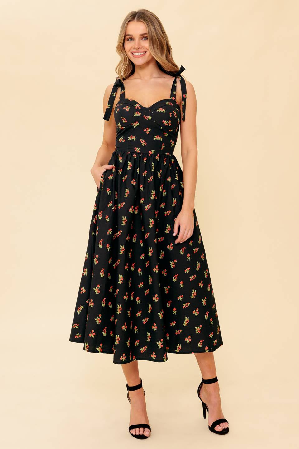 ENCHANTING MOMENTS WOVEN MIDI DRESS