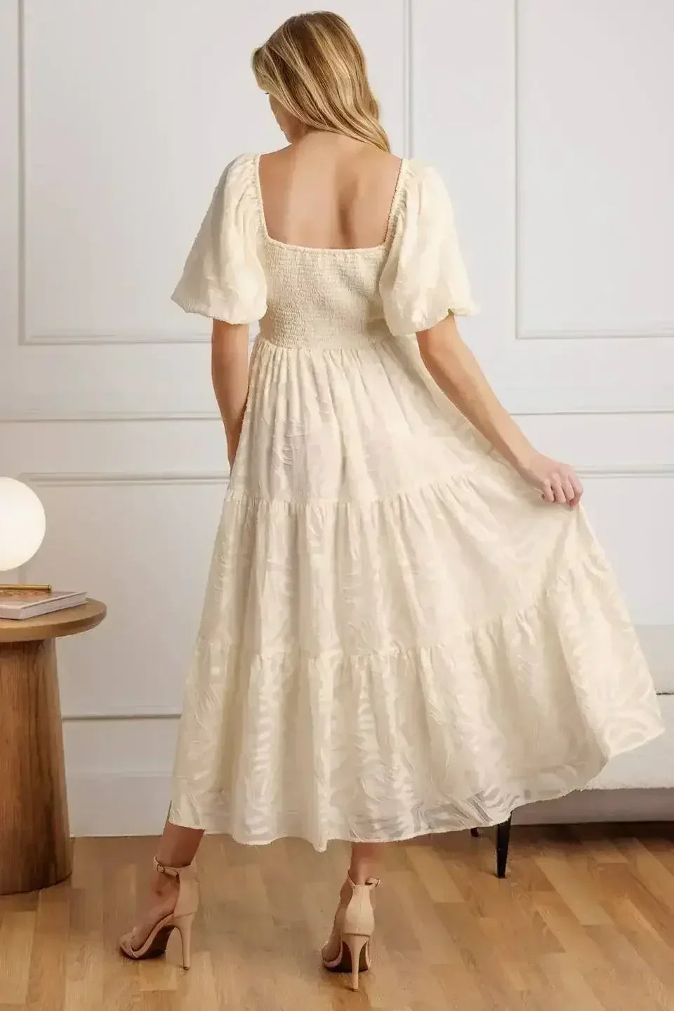 BRISK ADVENTURES EMBROIDERED MIDI DRESS - CREAM