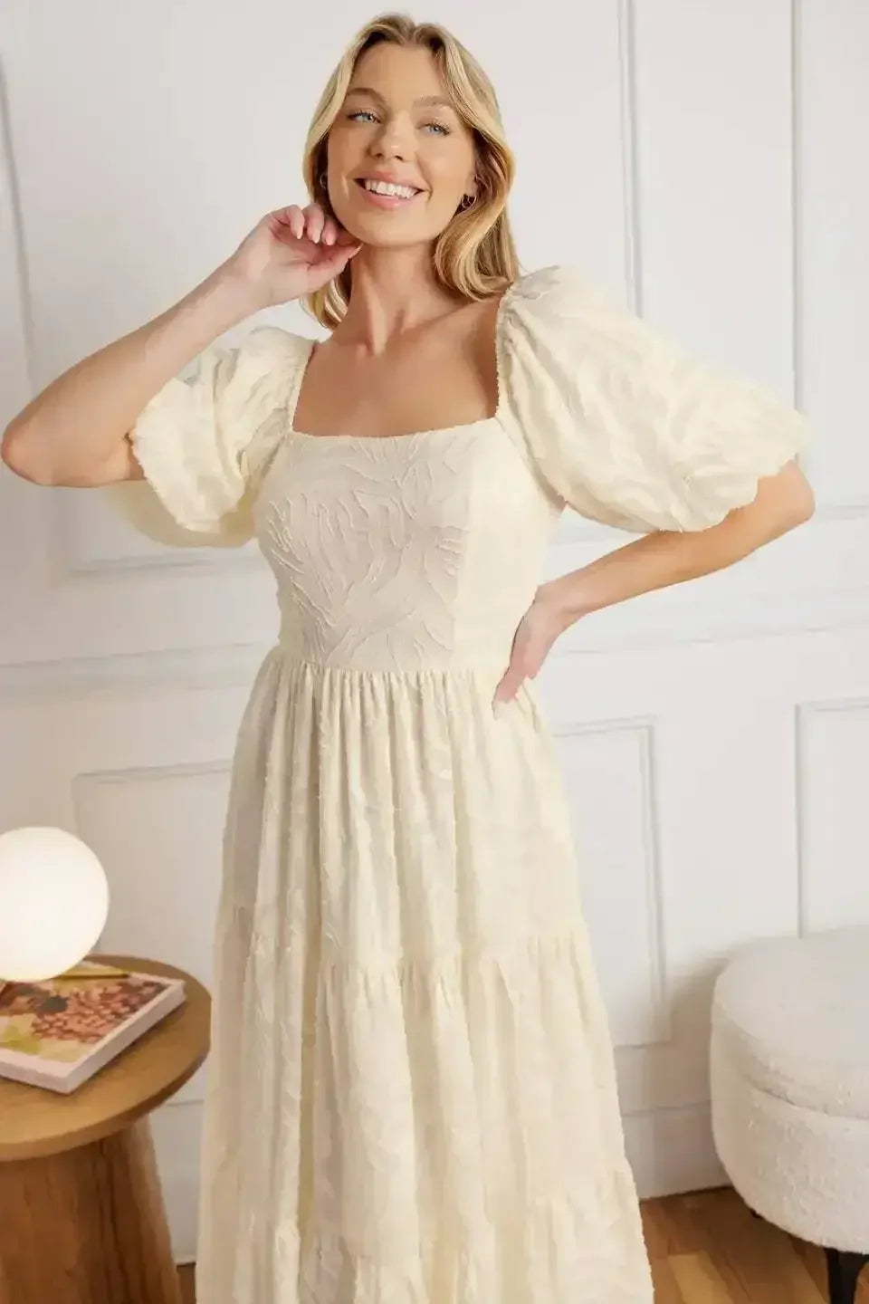 BRISK ADVENTURES EMBROIDERED MIDI DRESS - CREAM